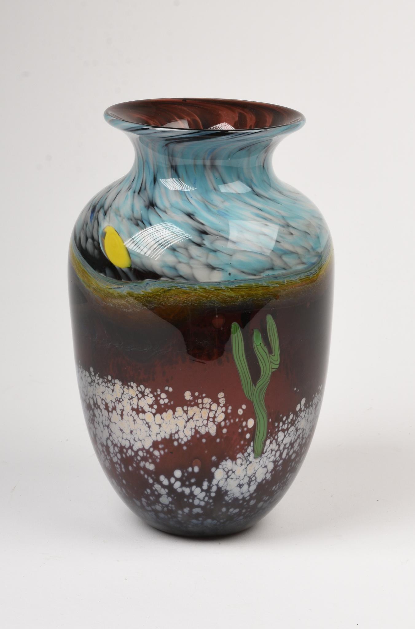 Al Leedom Art Glass Vase.: Height 9 inches.