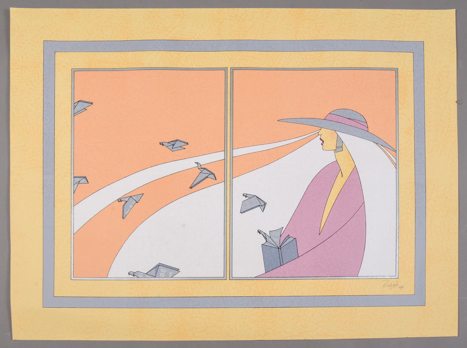 Three Large Stylized Illustrations of Women. (1 of 3)