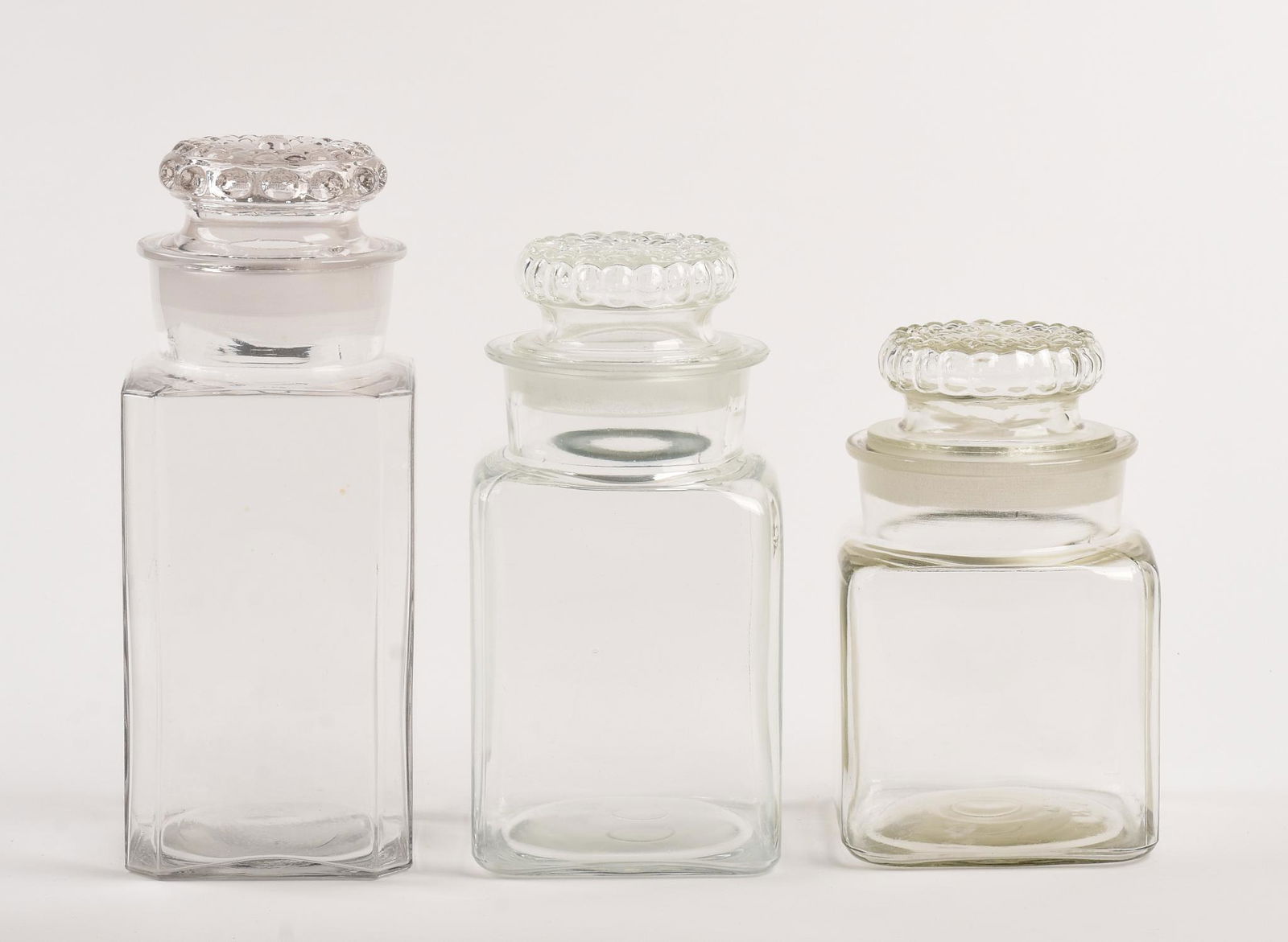 Three Blown Molded Glass Jars. (1 of 1)