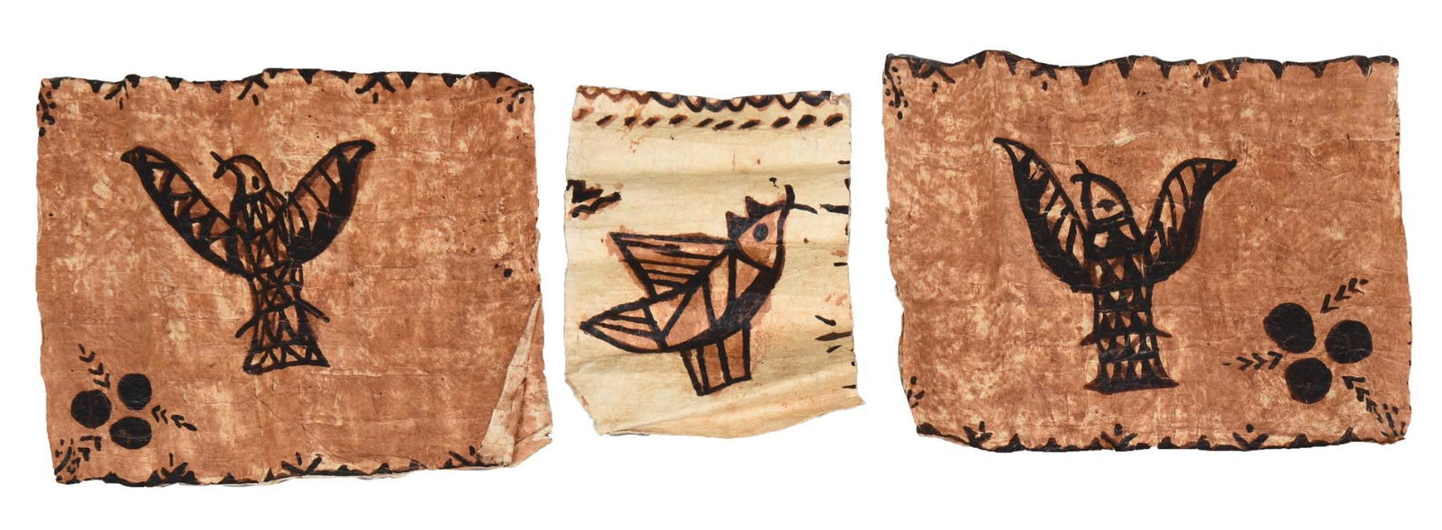 Three Native American Hide Paintings. (1 of 2)