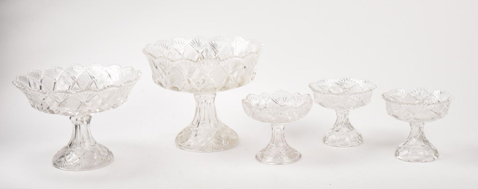 Five Pressed Glass Compotes. (1 of 1)