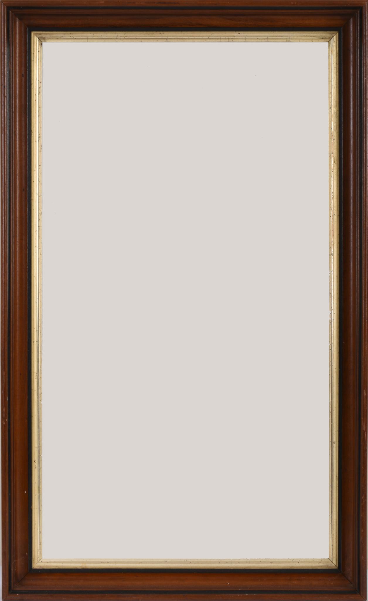 Walnut Mirror With Gilt Liner.: 36 x 22 inches, bevel 32 x 18 inches.