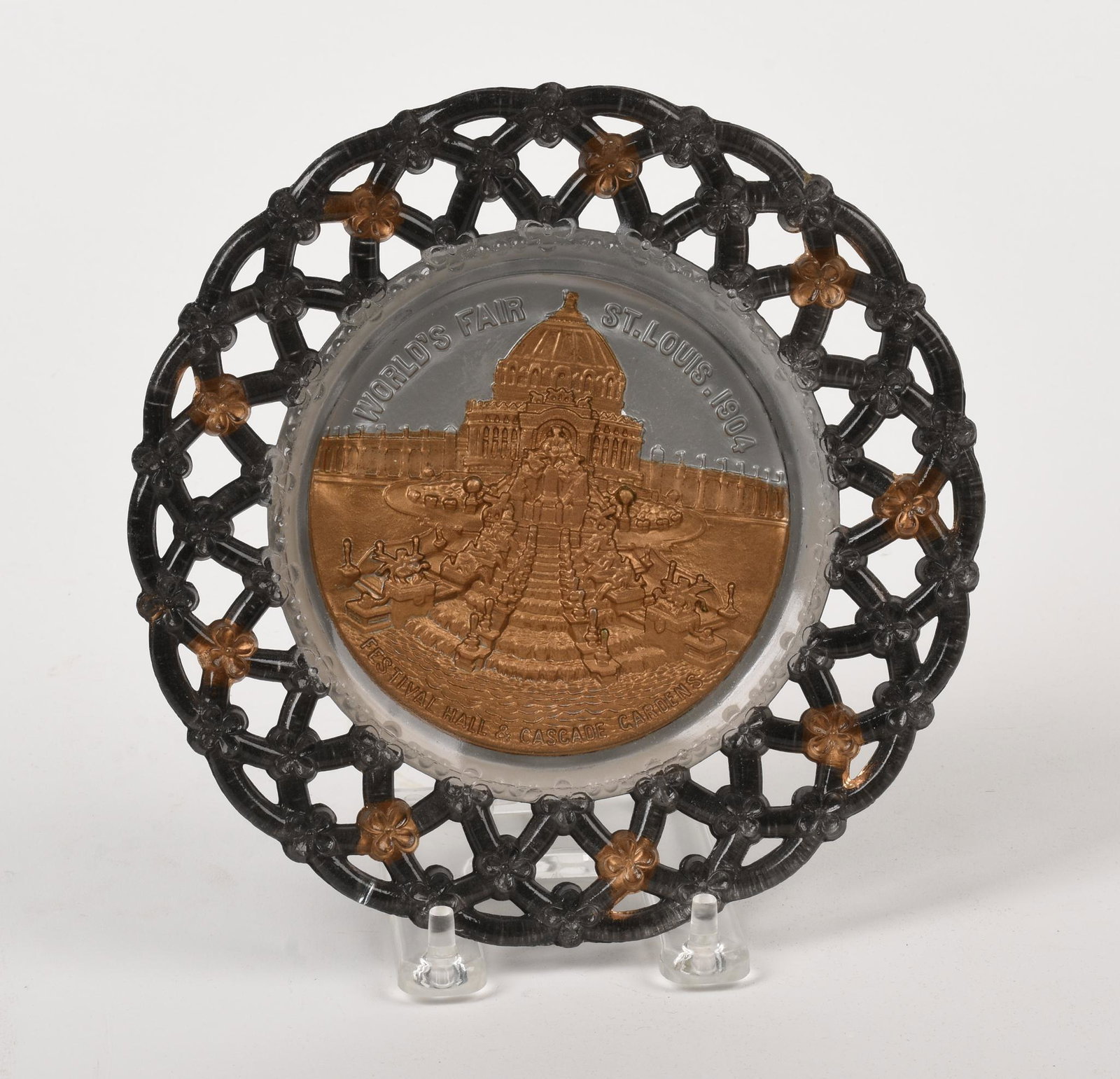 1904 St. Louis World's Fair Glass Plate.: Diameter 7.25 inches.