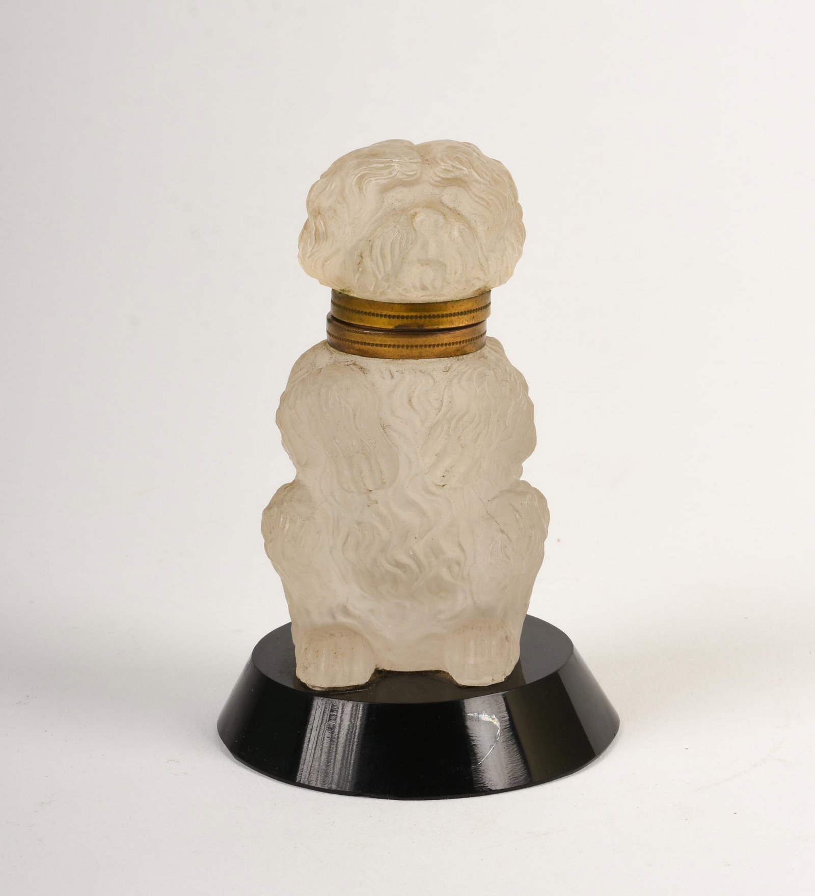 Glass Dog Form Perfume Bottle.: Height 4.25 inches.