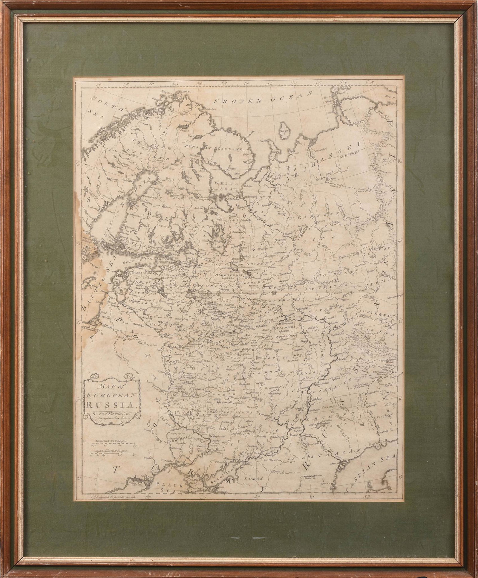 Thomas Kitchin Map of European Russia.: Circa 1784, 19.75 x 15.25 inches, sight.