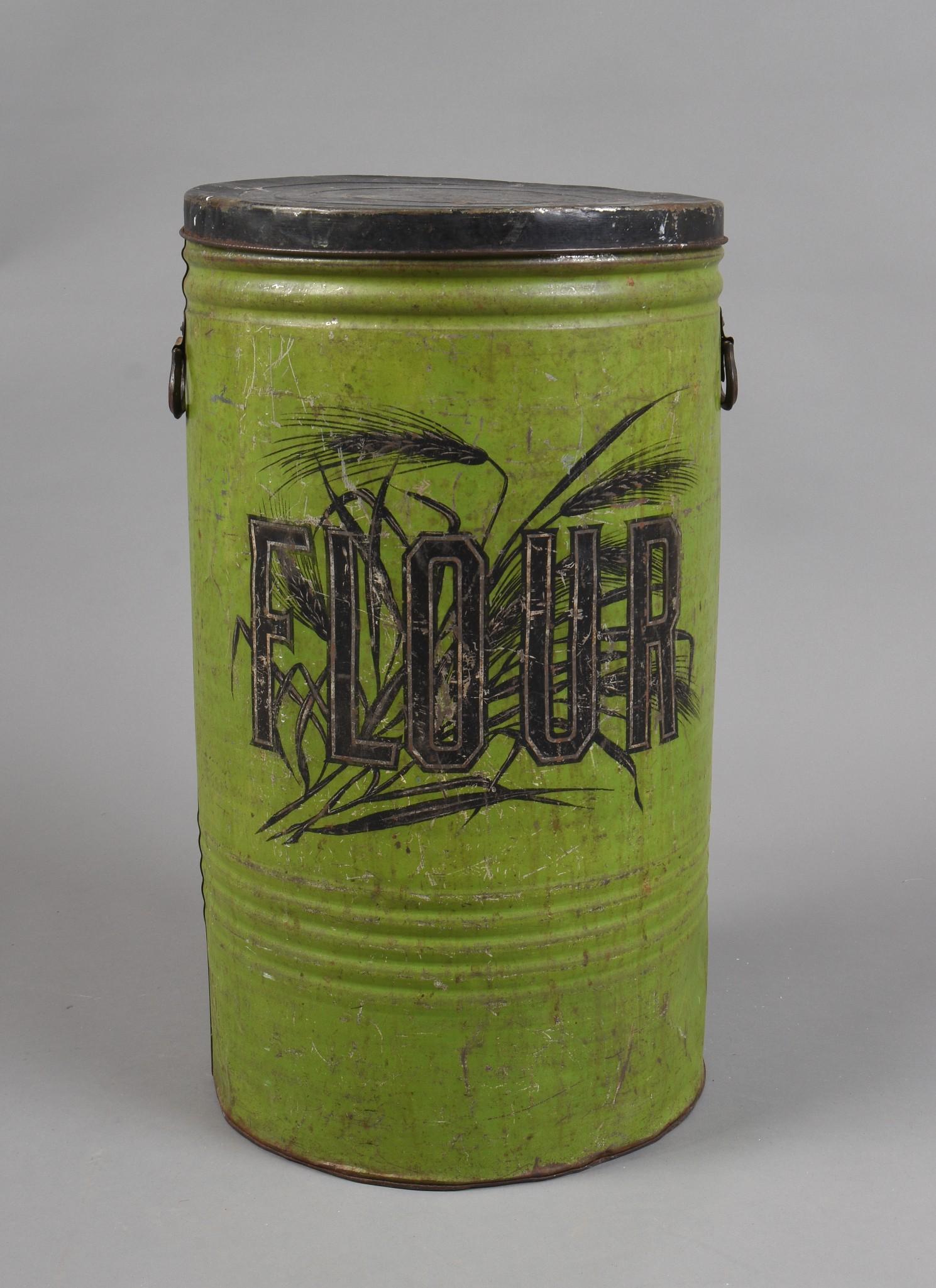Large Painted Tin Flour Bin. (1 of 2)