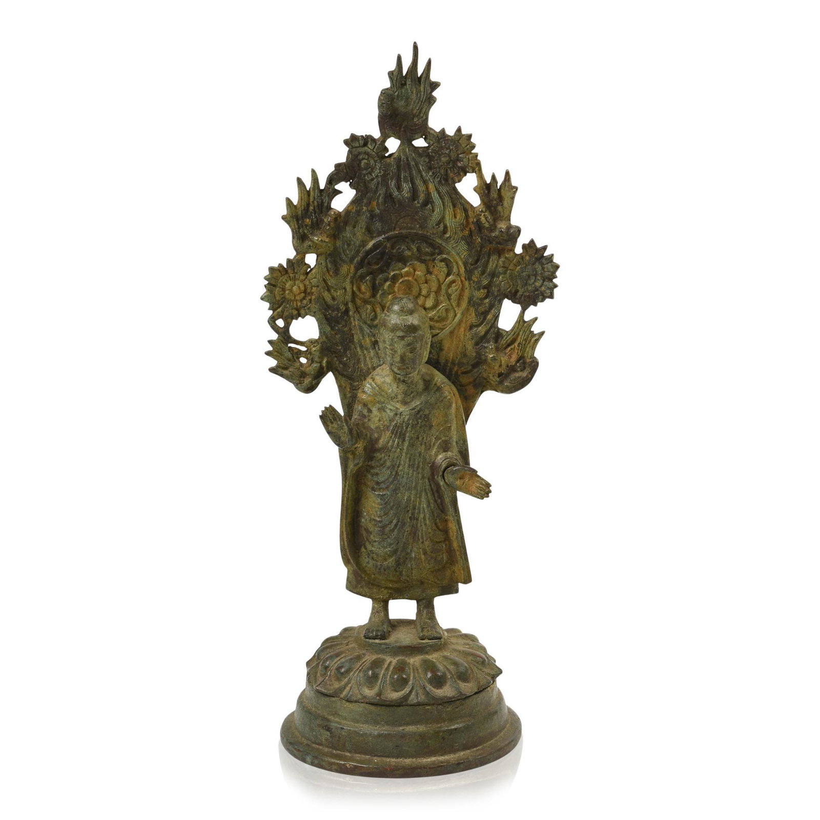 Tibetan Bronze Bodhisattva Sculpture.: Height 11.75 inches, with inscription to back.