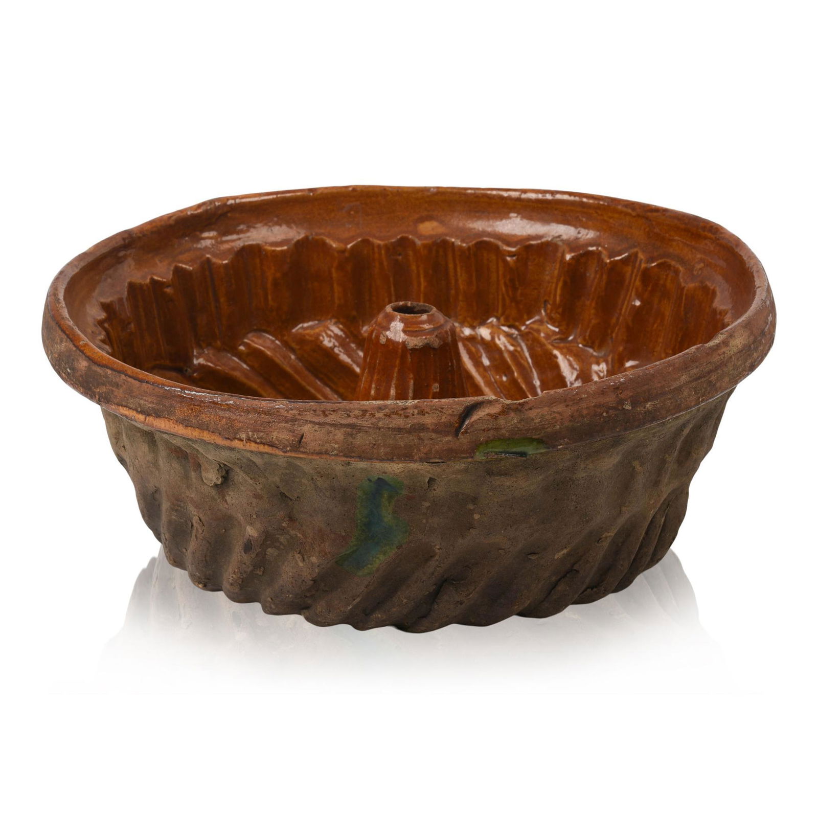 Extremely Large Redware Turks Head Food Mold. (1 of 4)