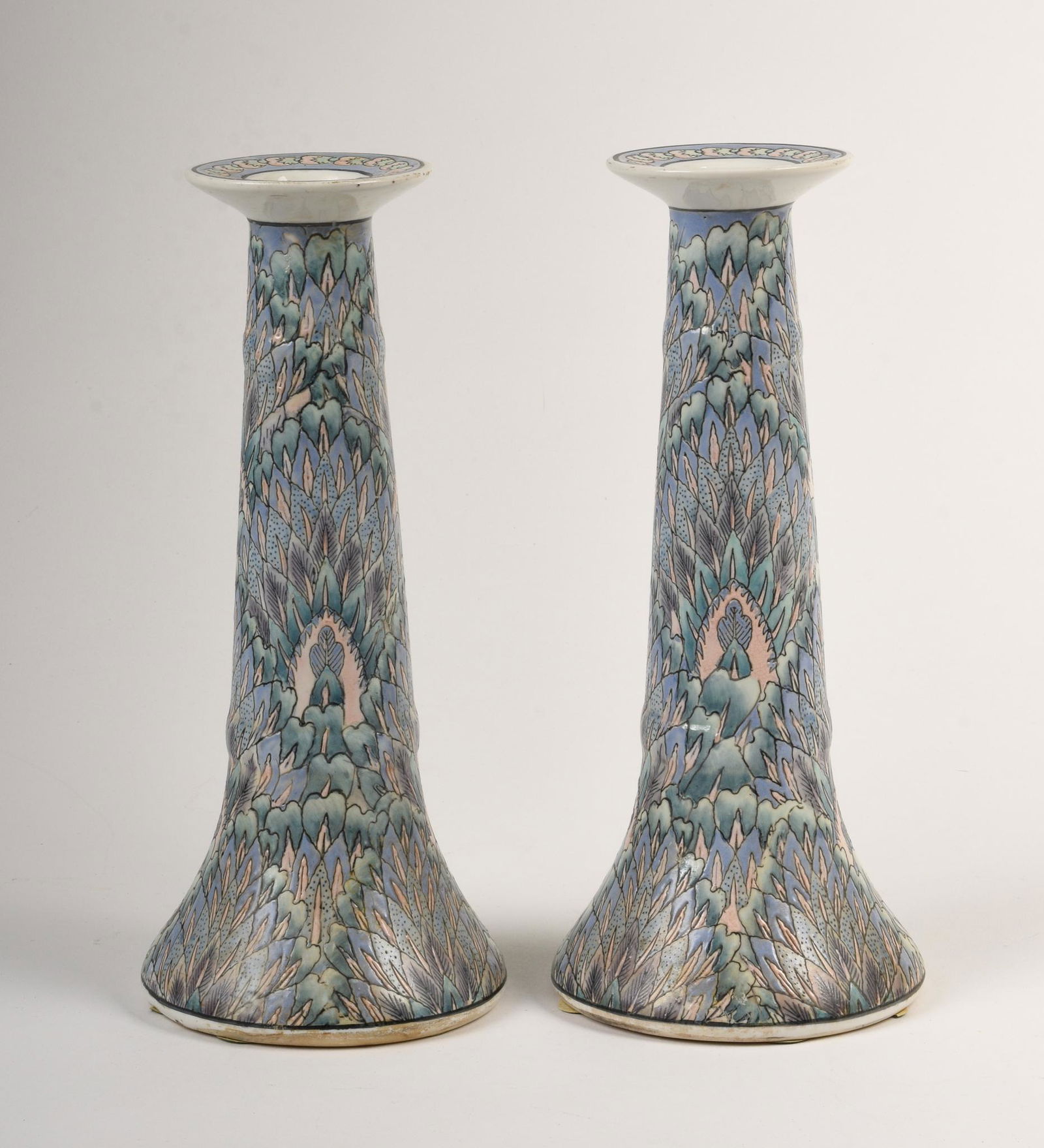 Pair of Chinese Ceramic Candlesticks. (1 of 4)