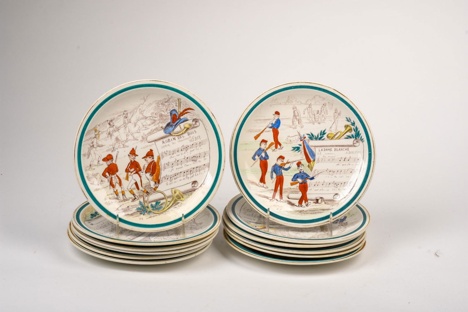 Twelve Subjets Musicaux Plates by Terre De Fer, France. (1 of 2)