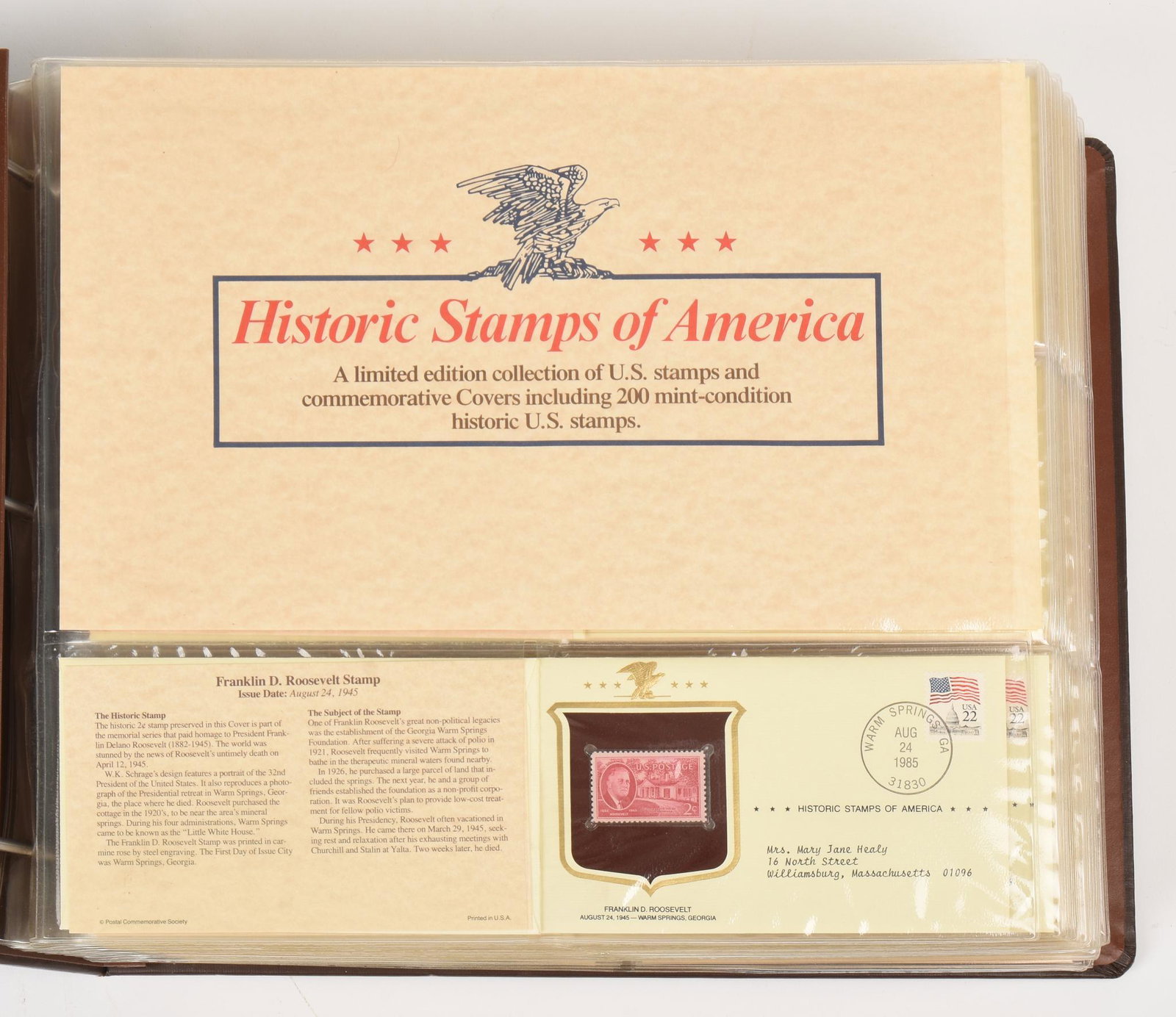 Collection of 200 Historic American Stamps.: Postal Commemorative Society, excellent condition.