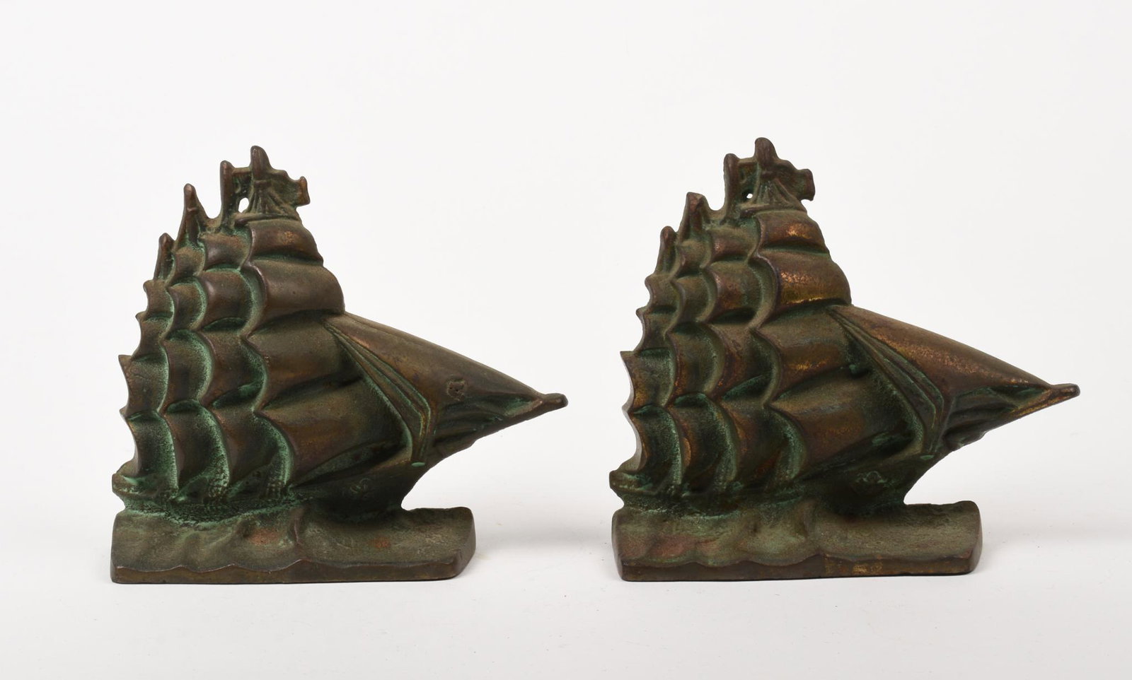 Pair of Cast Brass Ship's Bookends.: Height 6 inches, width 7 inches.