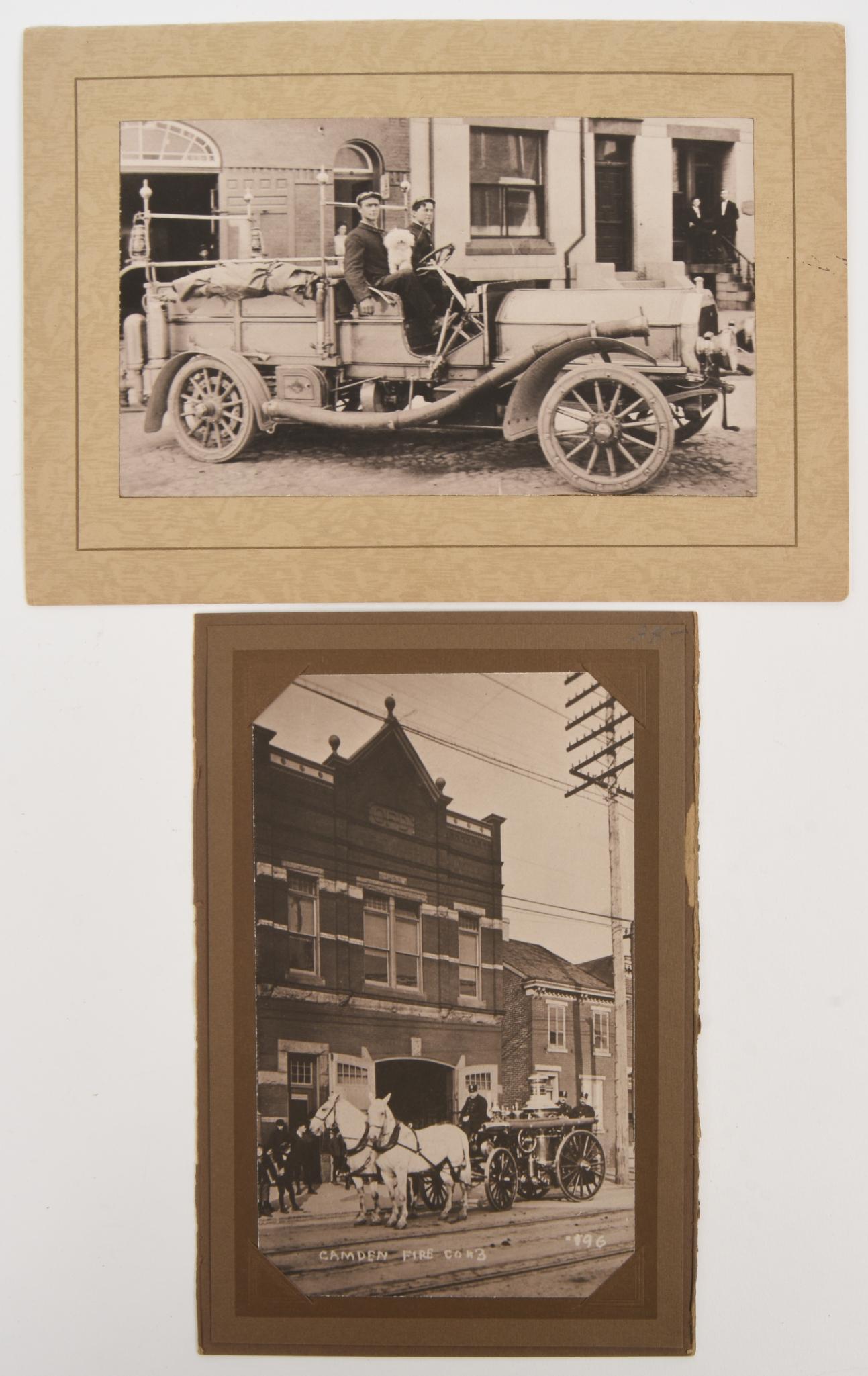 Two Early Camden Maine Fire Department Photos.: Each 7.5 x 4.5 inches.