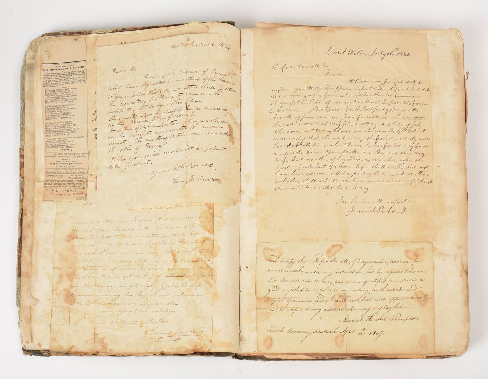 19th Century Scrapbook of Letters and Papers. (1 of 3)