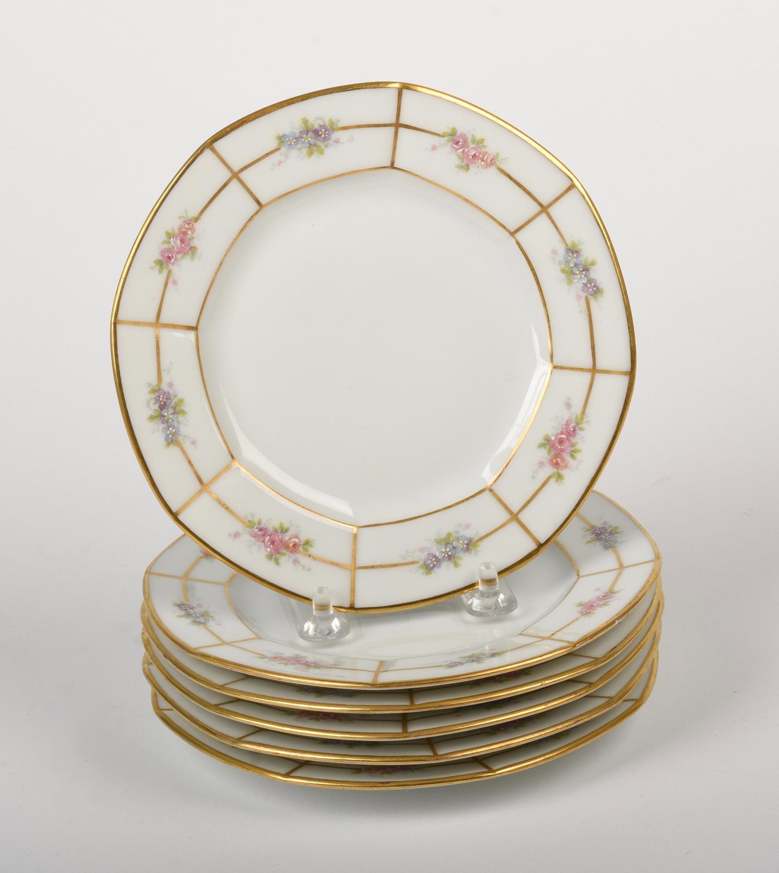 Six Jean Pouyat Limoges for Daniel Low Bread Plates.: Diameter 6.25 inches.