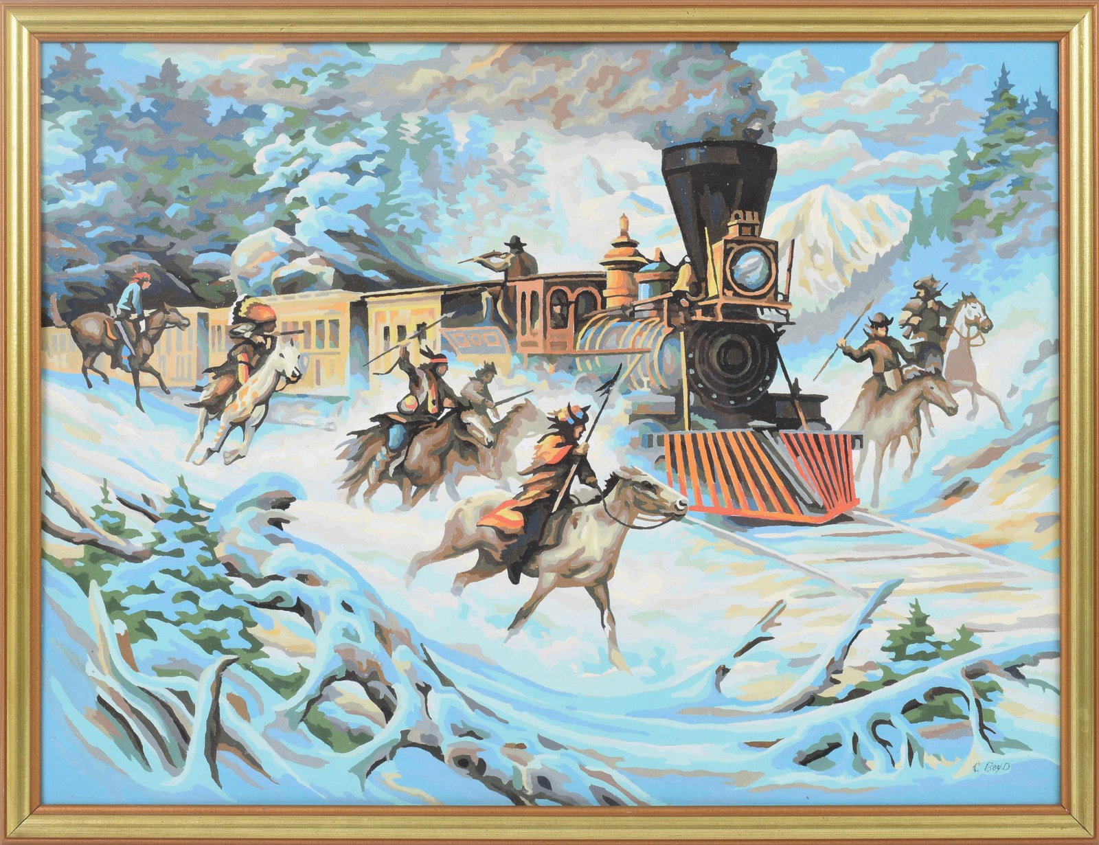 Vintage Western Theme Paint by Numbers.: 18 x 25 inches.
