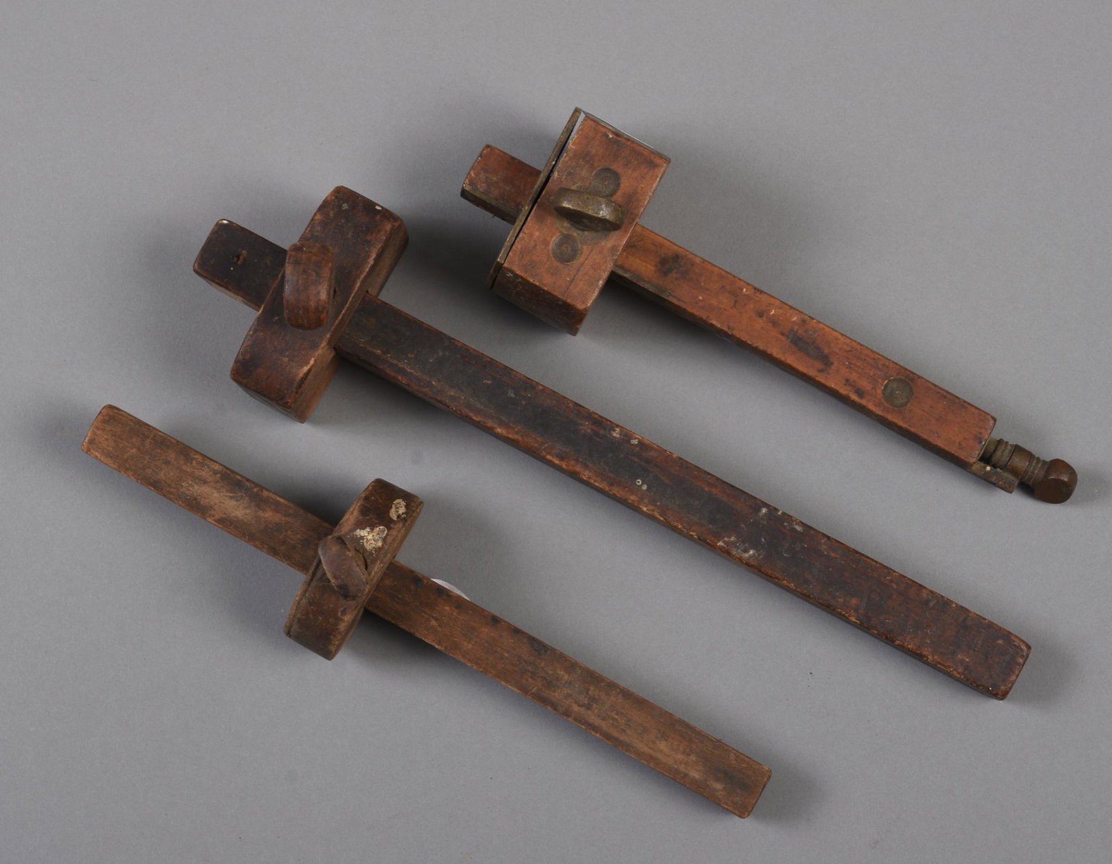 Three Wooden Scribes.: Lengths 8, 9 and 11 inches.