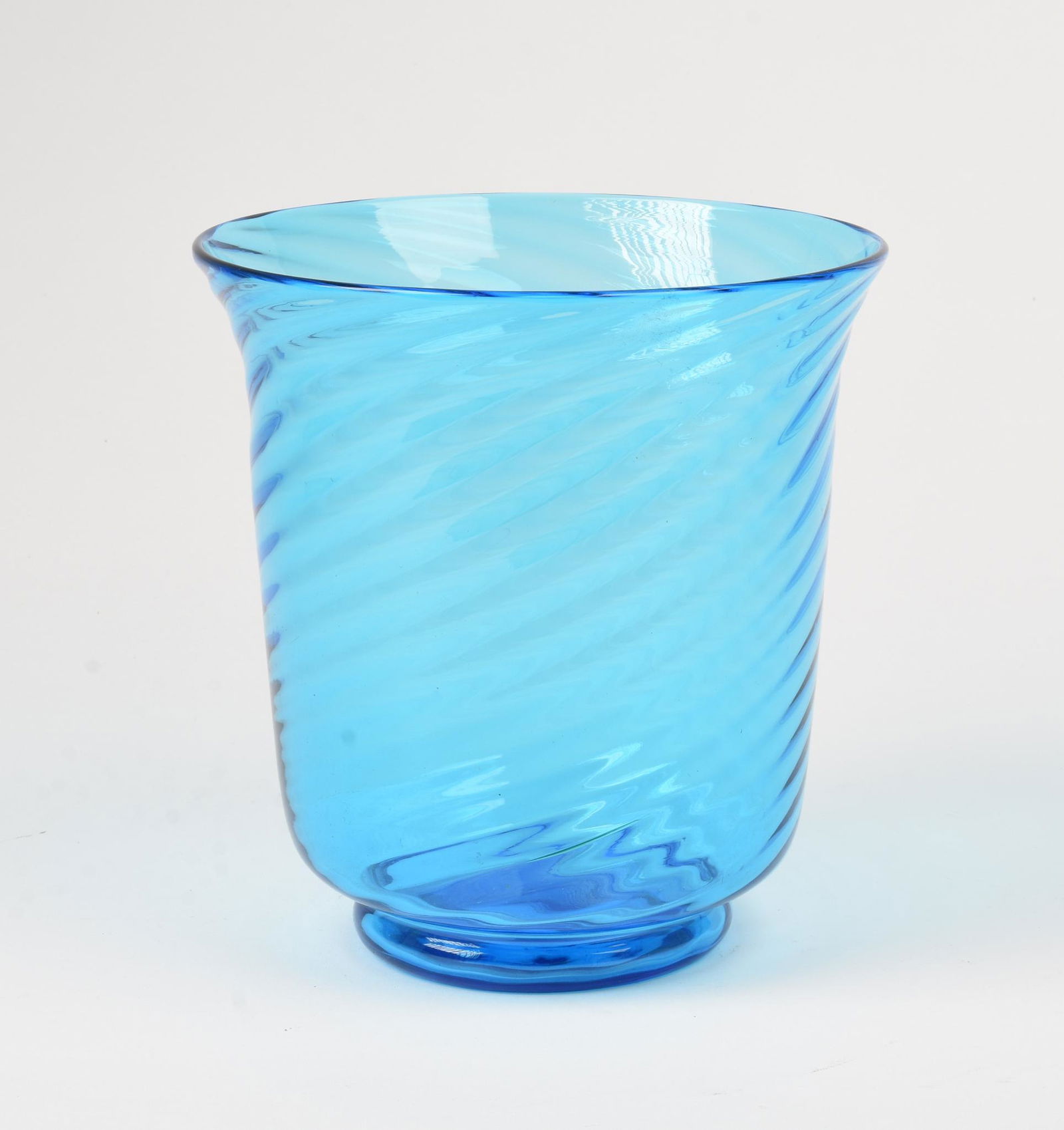 Steuben Blue Spiral Vase.: Height 7 inches, acid etched mark at base.