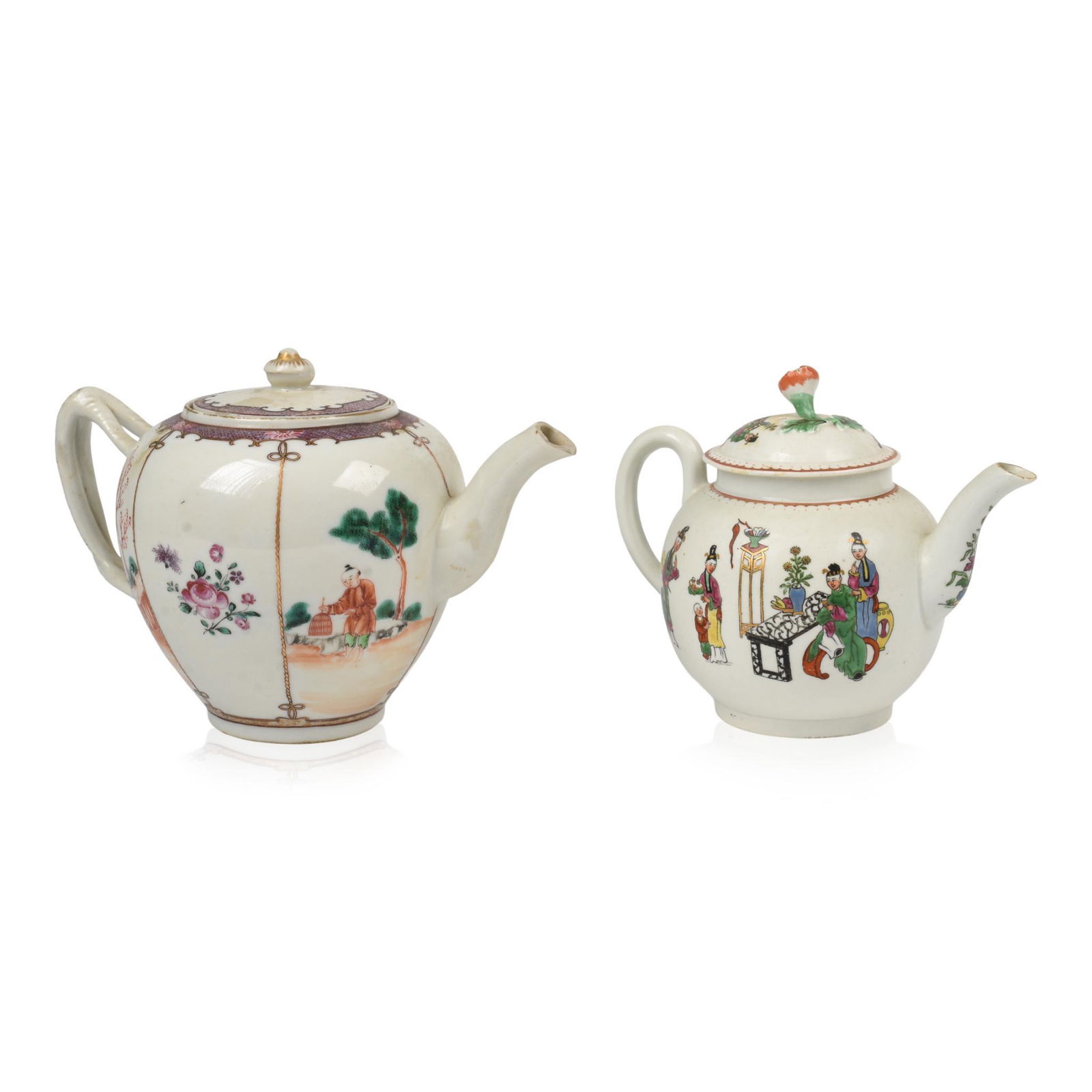 Two English Porcelain Chinoiserie Teapots and Covers (1 of 5)
