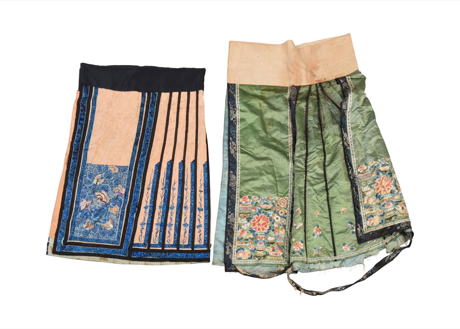 Two Chinese Embroidered Silk Skirt Panels. (1 of 5)
