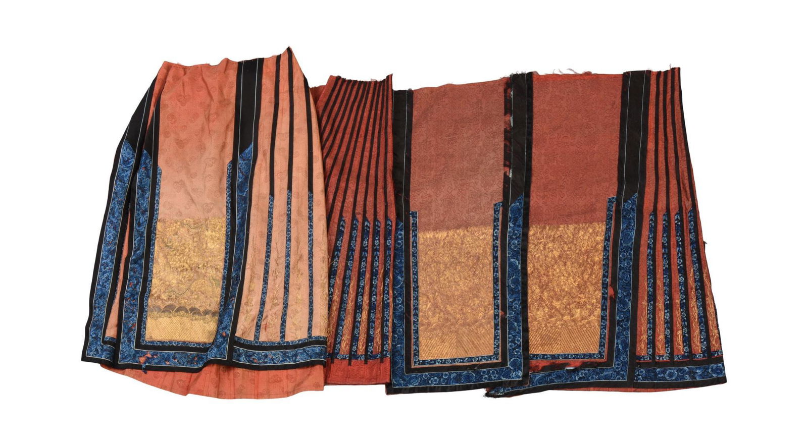 Four Chinese Embroidered Silk Skirt Panels. (1 of 11)