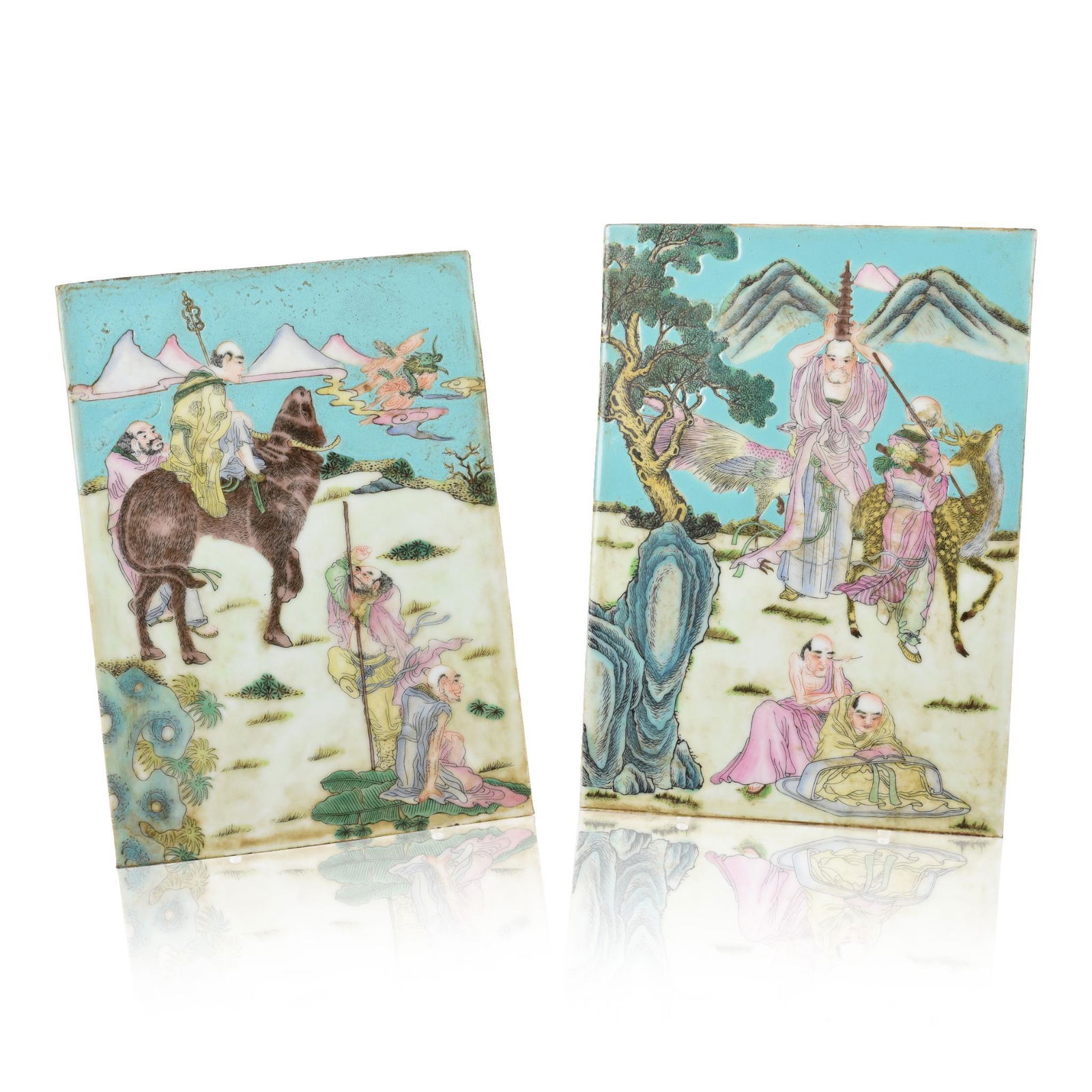 Pair of Large Chinese Famille Rose Porcelain Plaques (1 of 2)