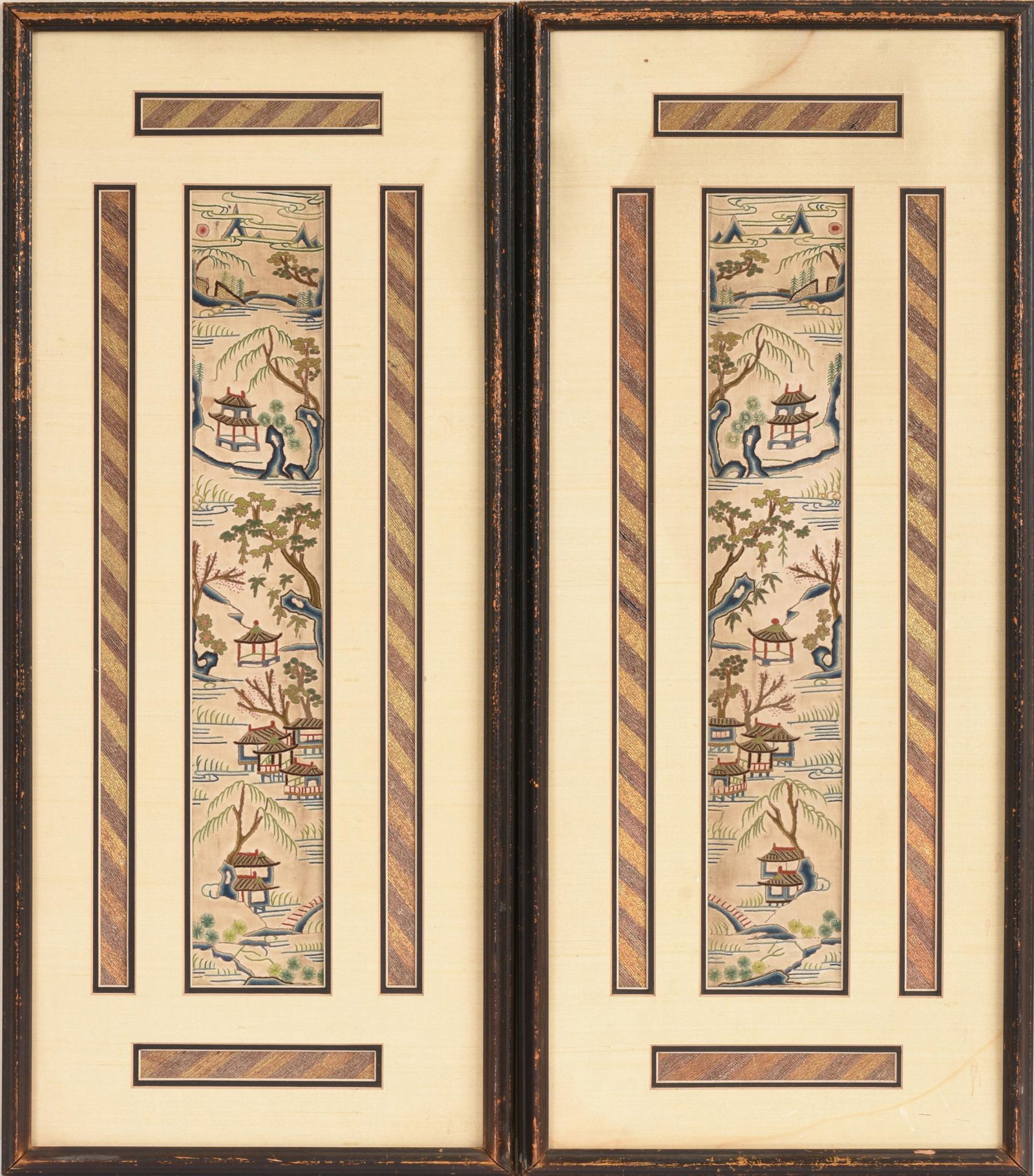 Pair of Chinese Embroidered Textile Panels. (1 of 2)