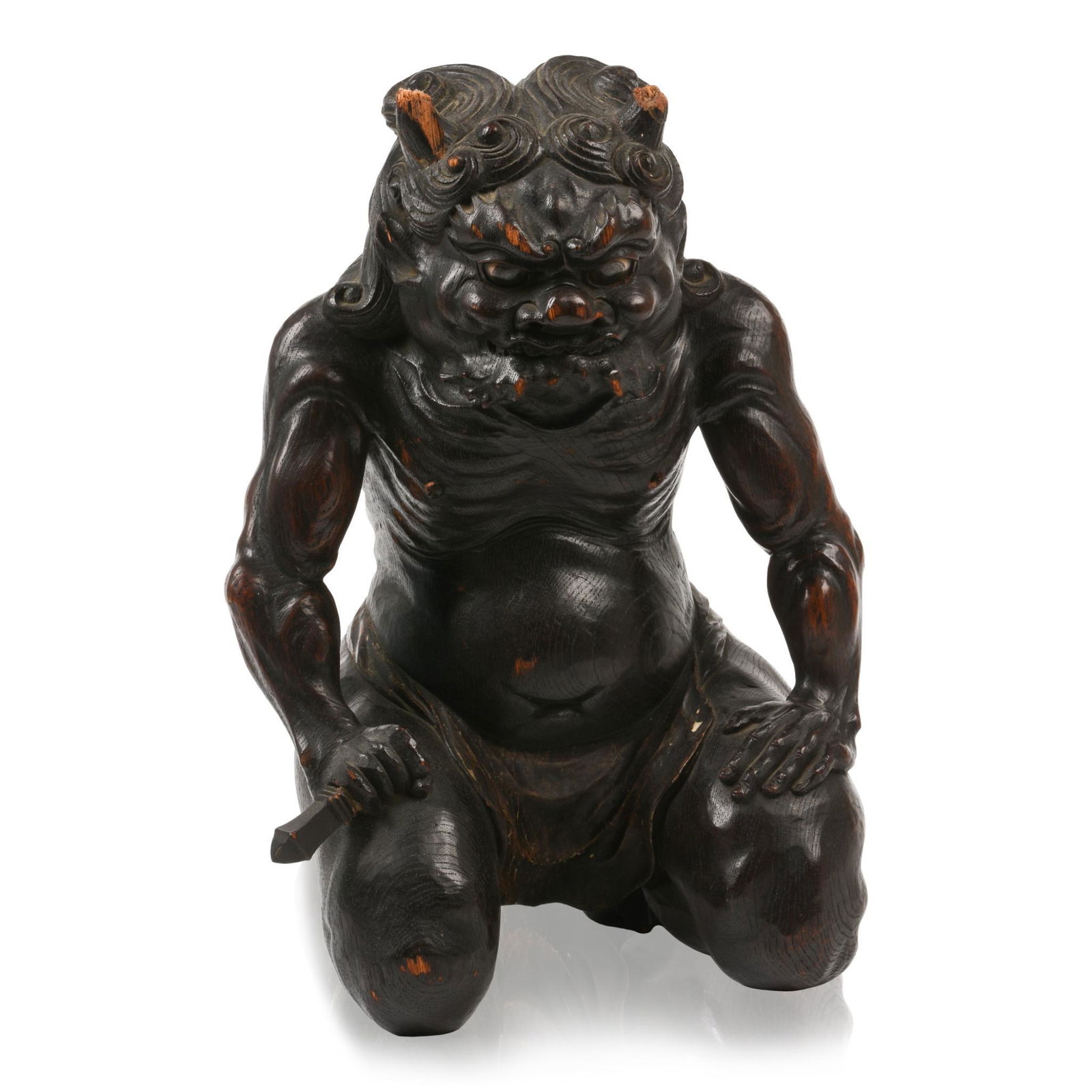 Japanese Carved Wooden Figure of Emma-o. (1 of 5)