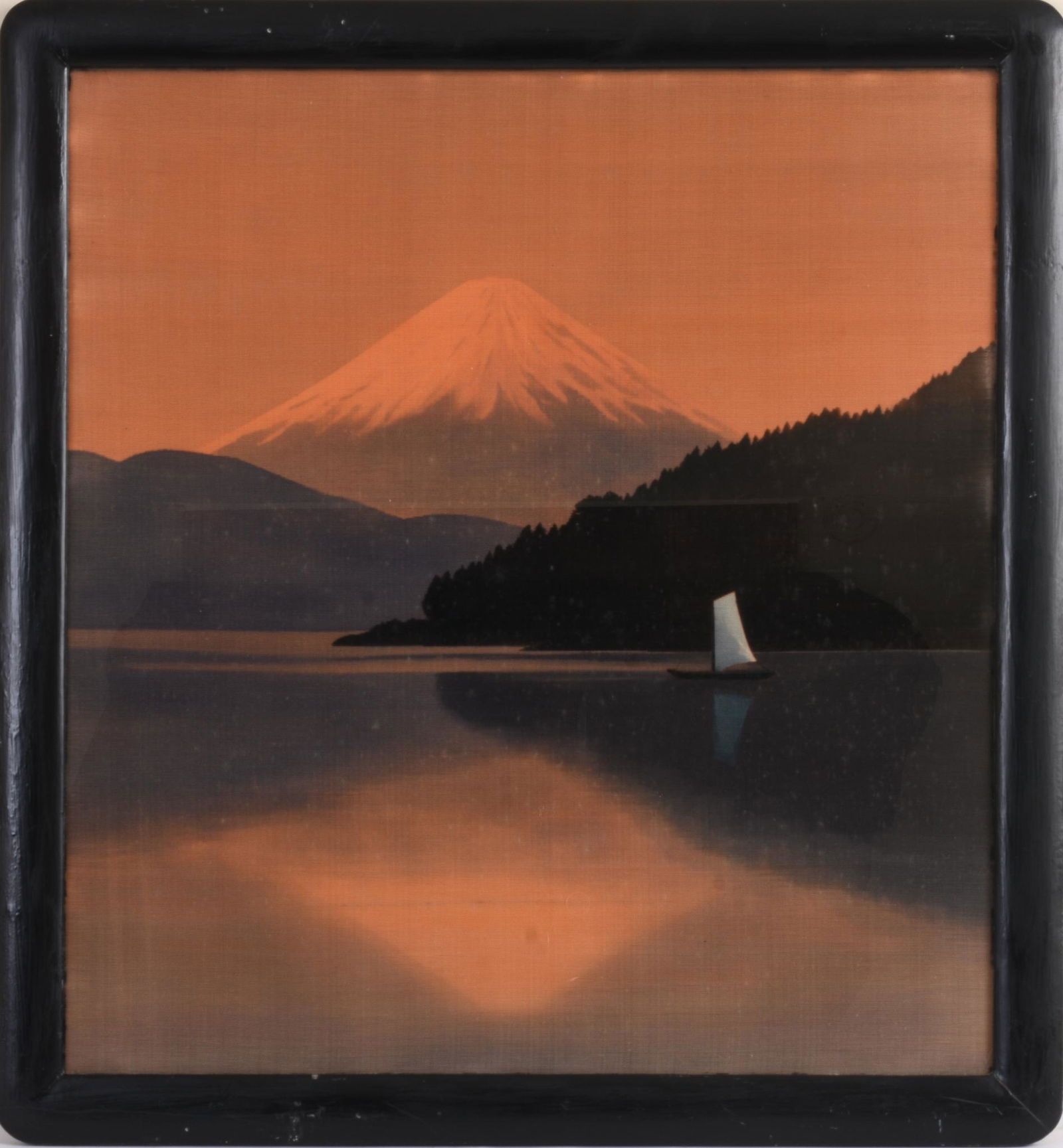 Japanese Birodo Yuzen Cut Velvet Painting. (1 of 2)