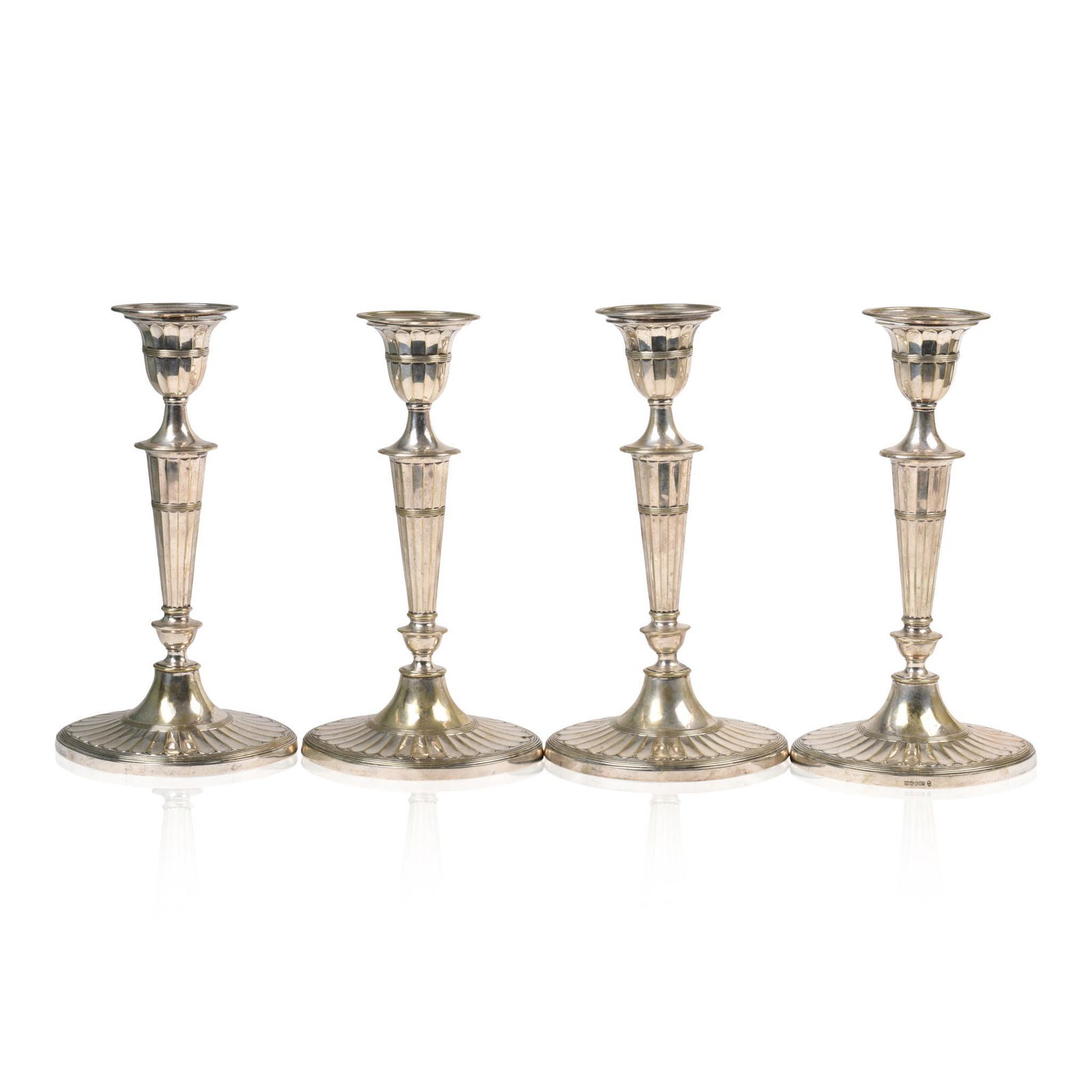 Four English Georgian Style Silverplate Candlesticks. (1 of 3)