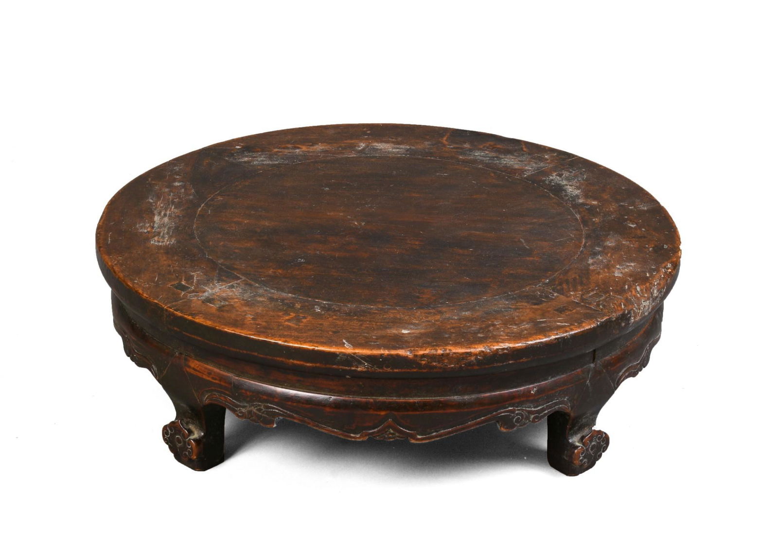 Large Chinese Carved Hardwood Low Stand. (1 of 2)