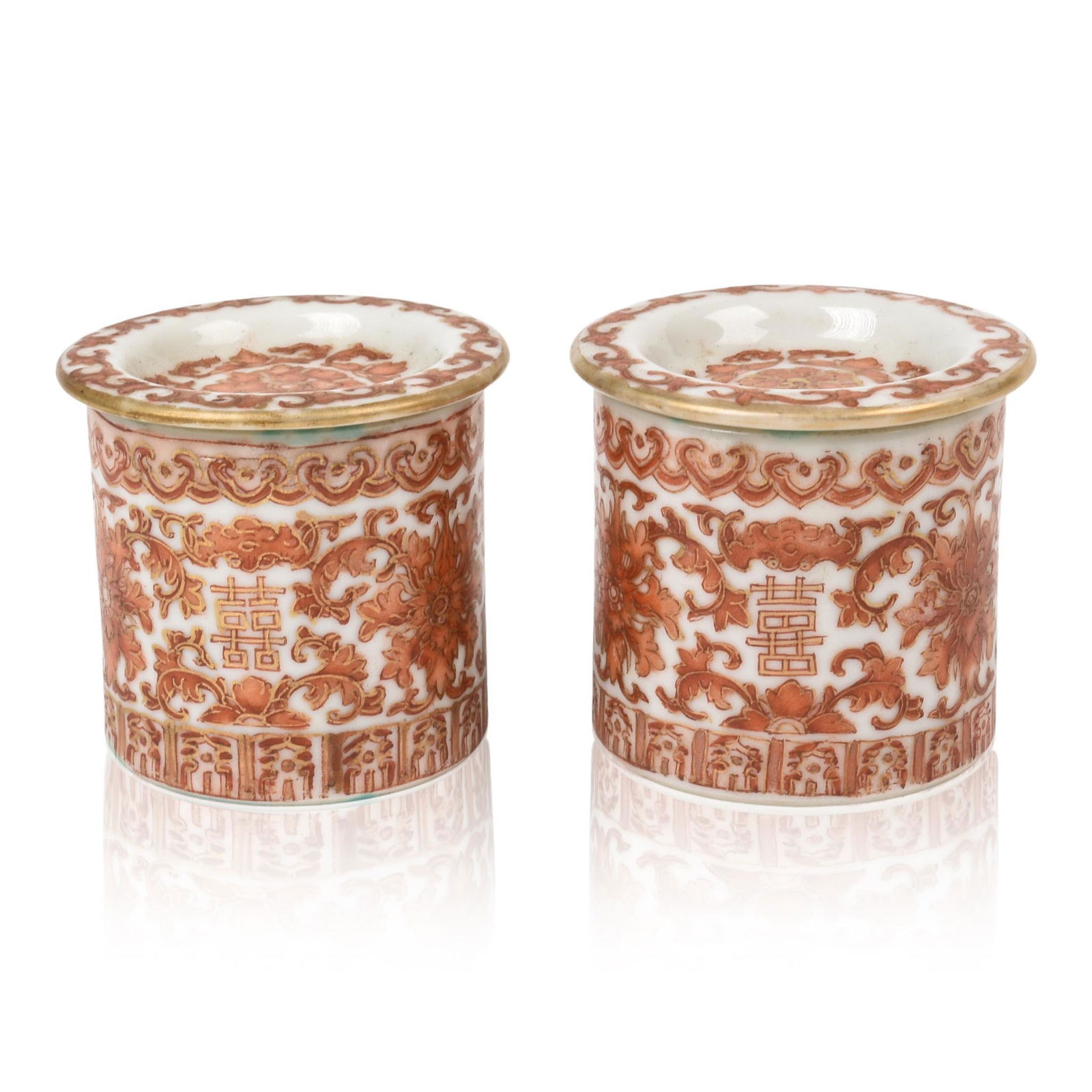 Pair of Small Chinese Famille Rose Porcelain Covered Boxes (1 of 5)