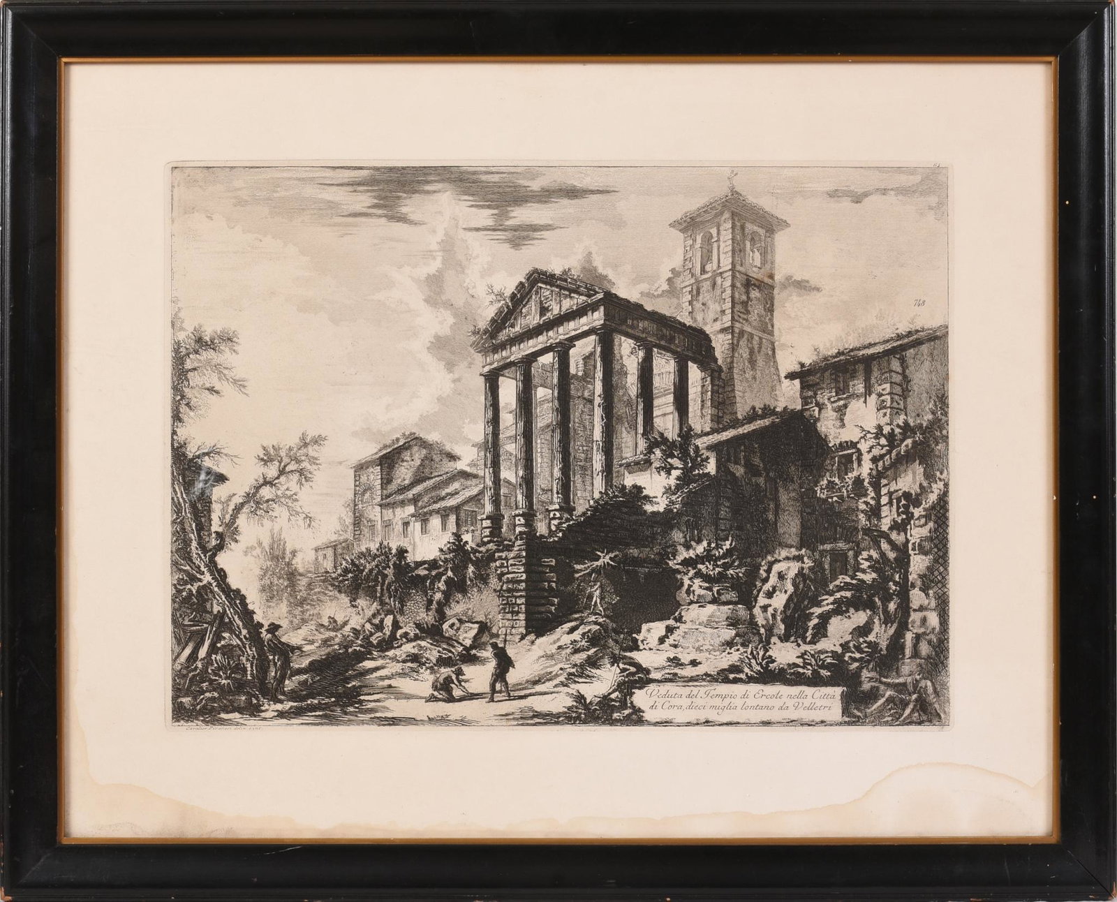 Veduto del Tempio di Ercote, After Piranesi.: Sheet 21.5 x 27 inches, water damage to bottom margin.