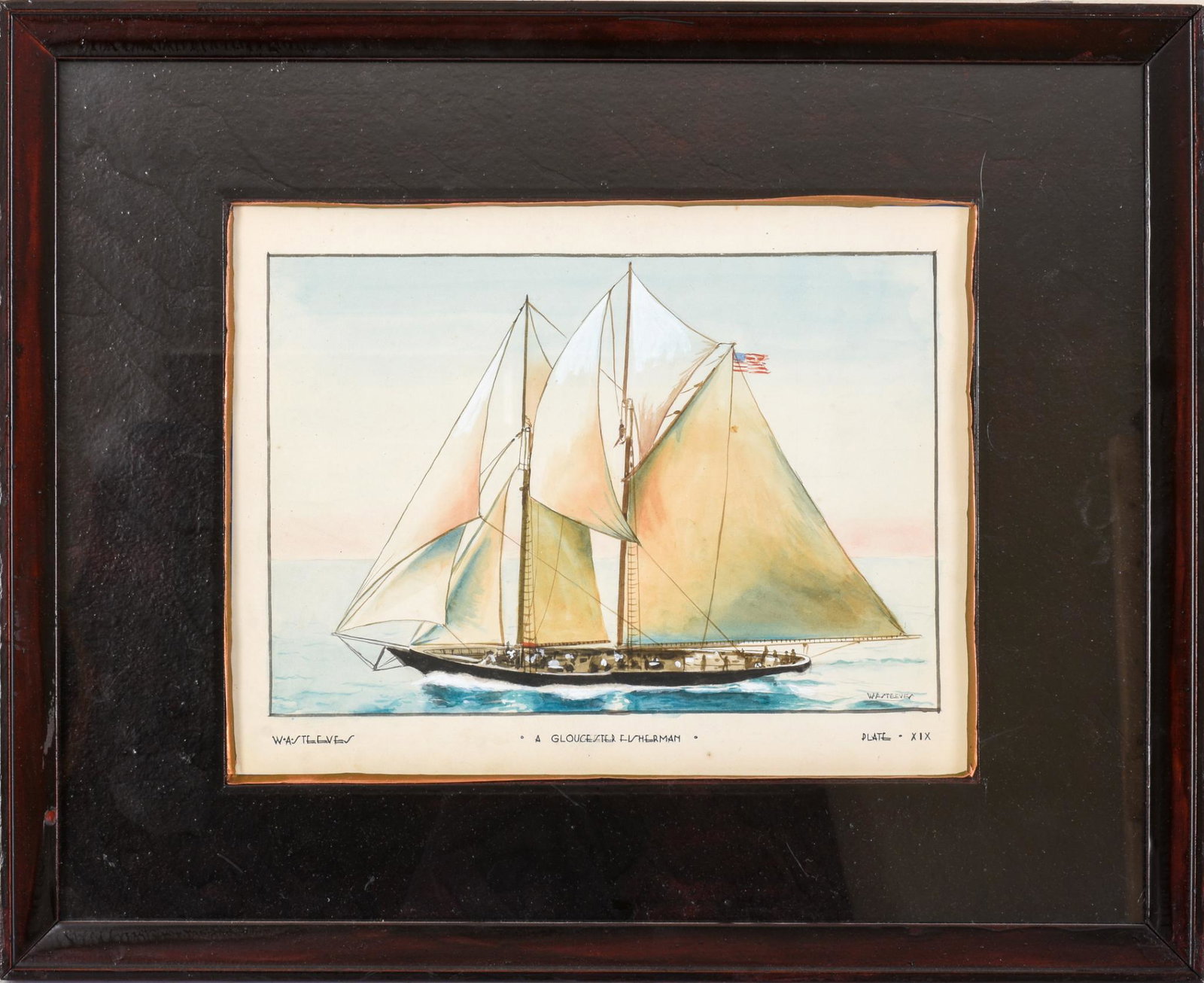 W.A. Steeves. A Gloucester Fisherman: Watercolor on paper, 10 x 13 inches sight, framed, 17.5 x 21.5 inches.