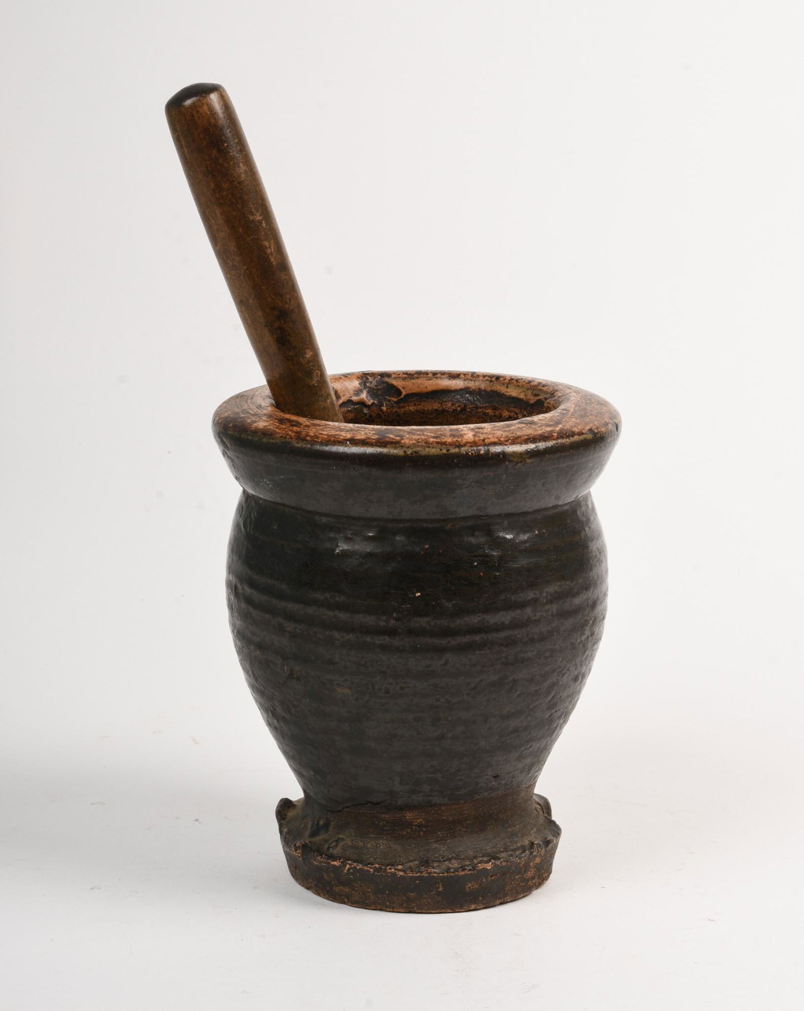 19th Century Stoneware Mortar & Pestle. (1 of 3)