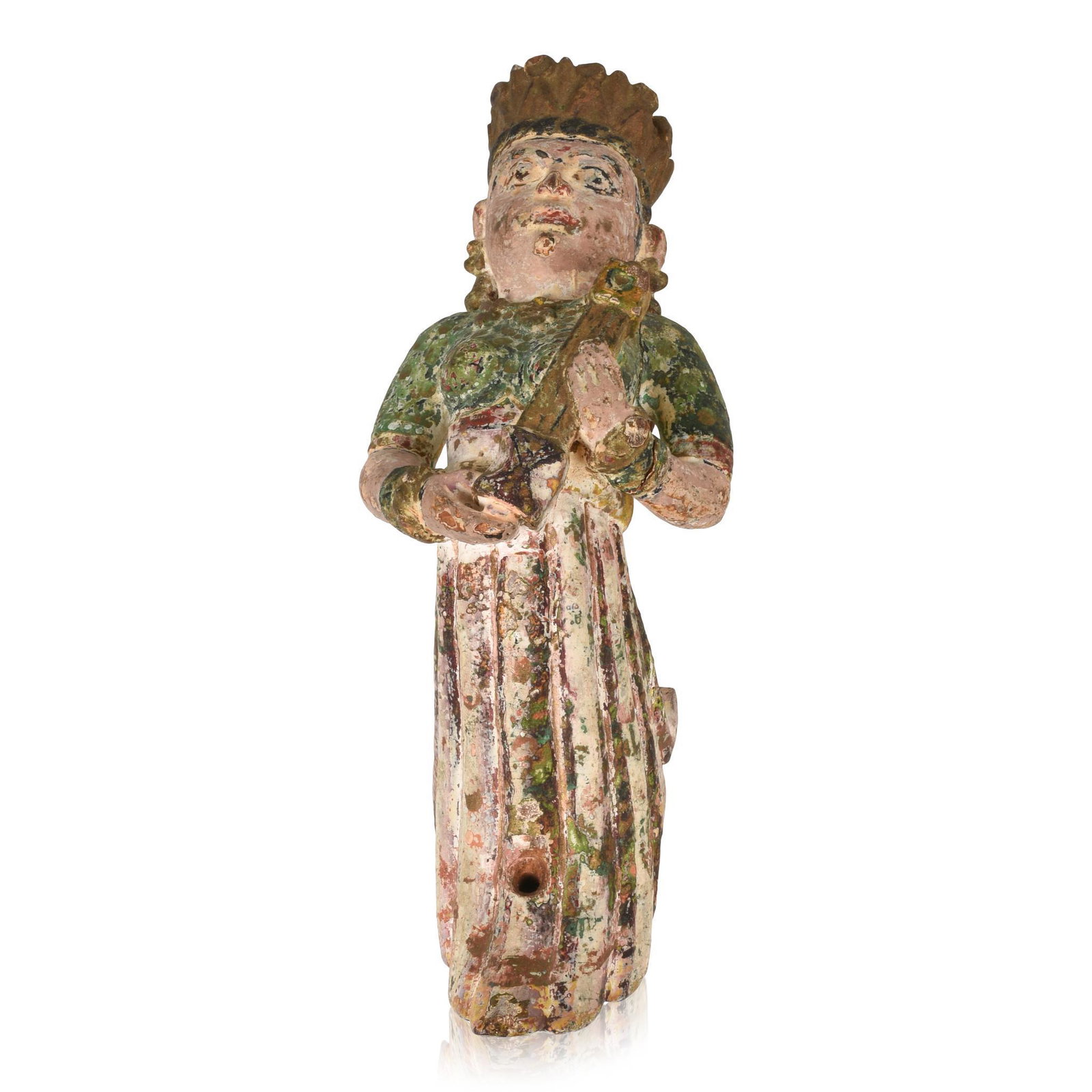 Indian Carved Wooden Figure of a Woman.: Height 10 inches.