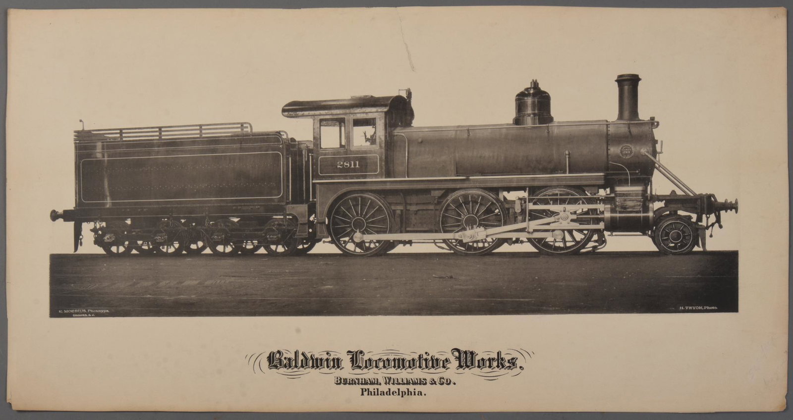 1900 Baldwin Locomotive Works Print.: 2-6-0 #2811, â€œ17919, January, 1900” on builder's plate. 16 x 30.5 inches.