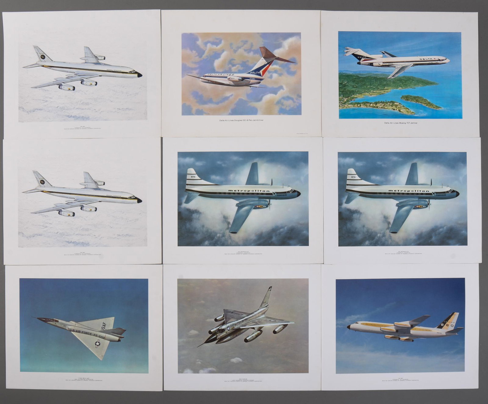 Lot of 1950s Aviation Posters: 15 total, sheets 16 x 20 inches.