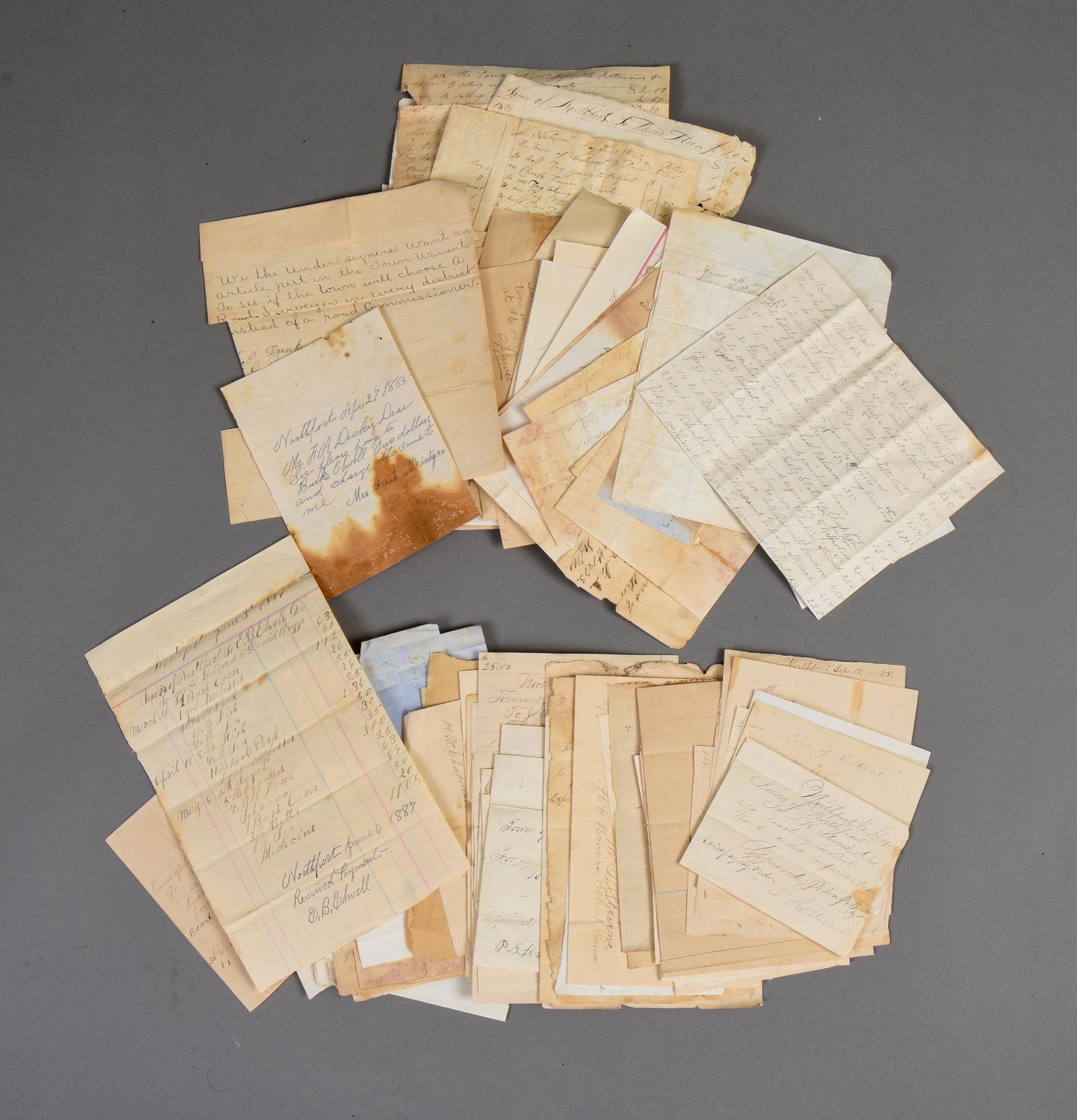 Collection of Northport, Maine Receipts 1820-90. (1 of 4)