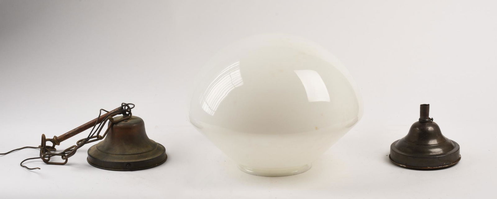 Vintage Milk Glass Schoolhouse Hanging Lamp. (1 of 3)