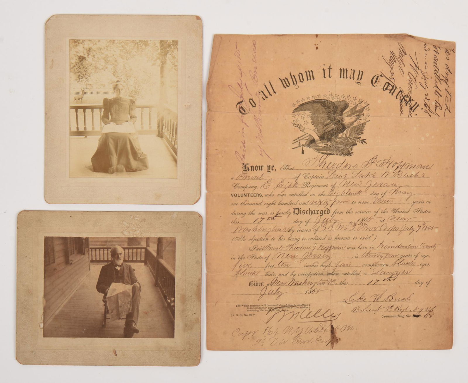 Civil War Discharge Papers & Photographs. (1 of 2)