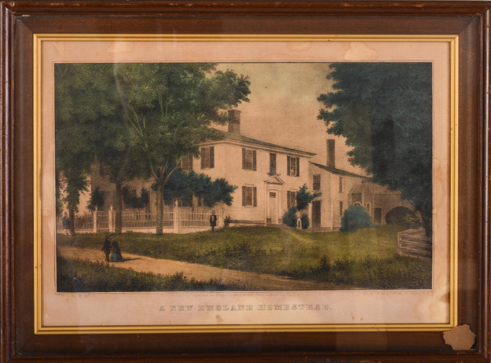 Currier & Ives New England Homestead: Frame 12 x 16 inches. Overall toning, foxing.