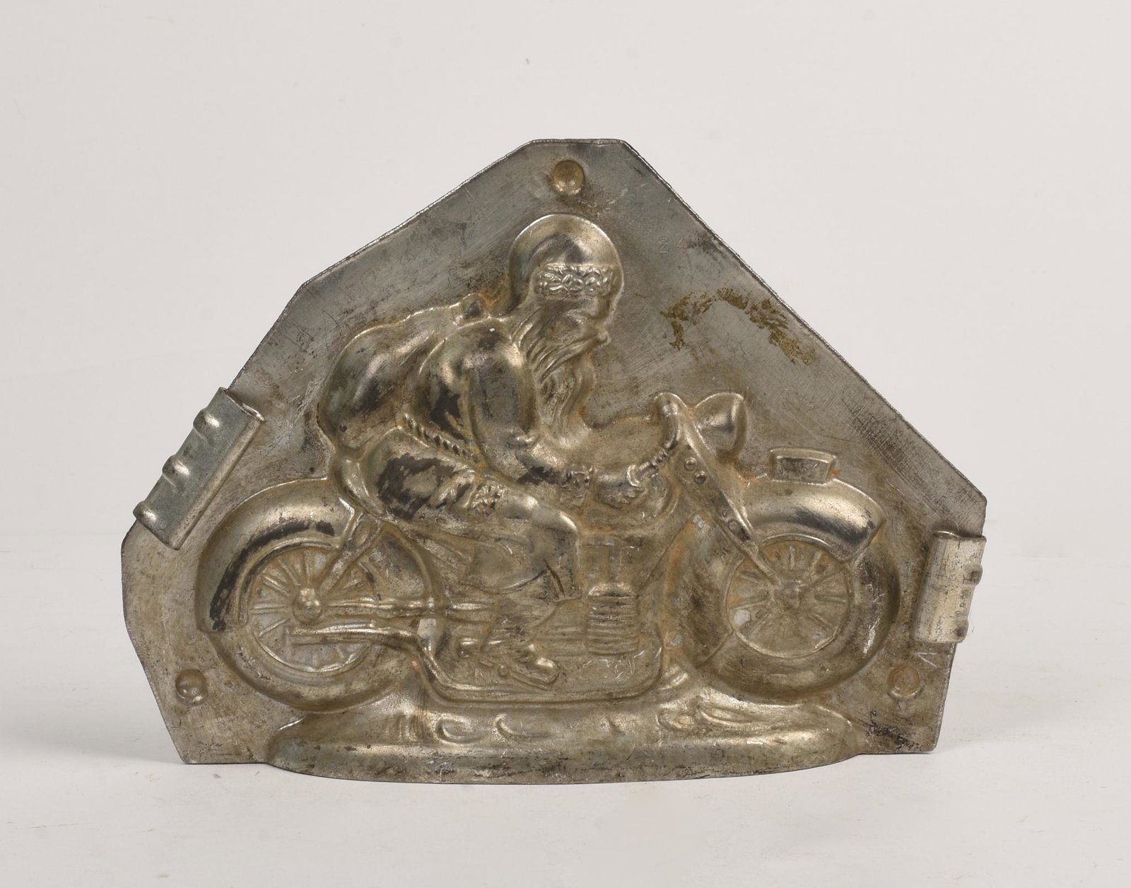 Chocolate Mold With Santa on a Motorcycle.: Length 7.5 inches.