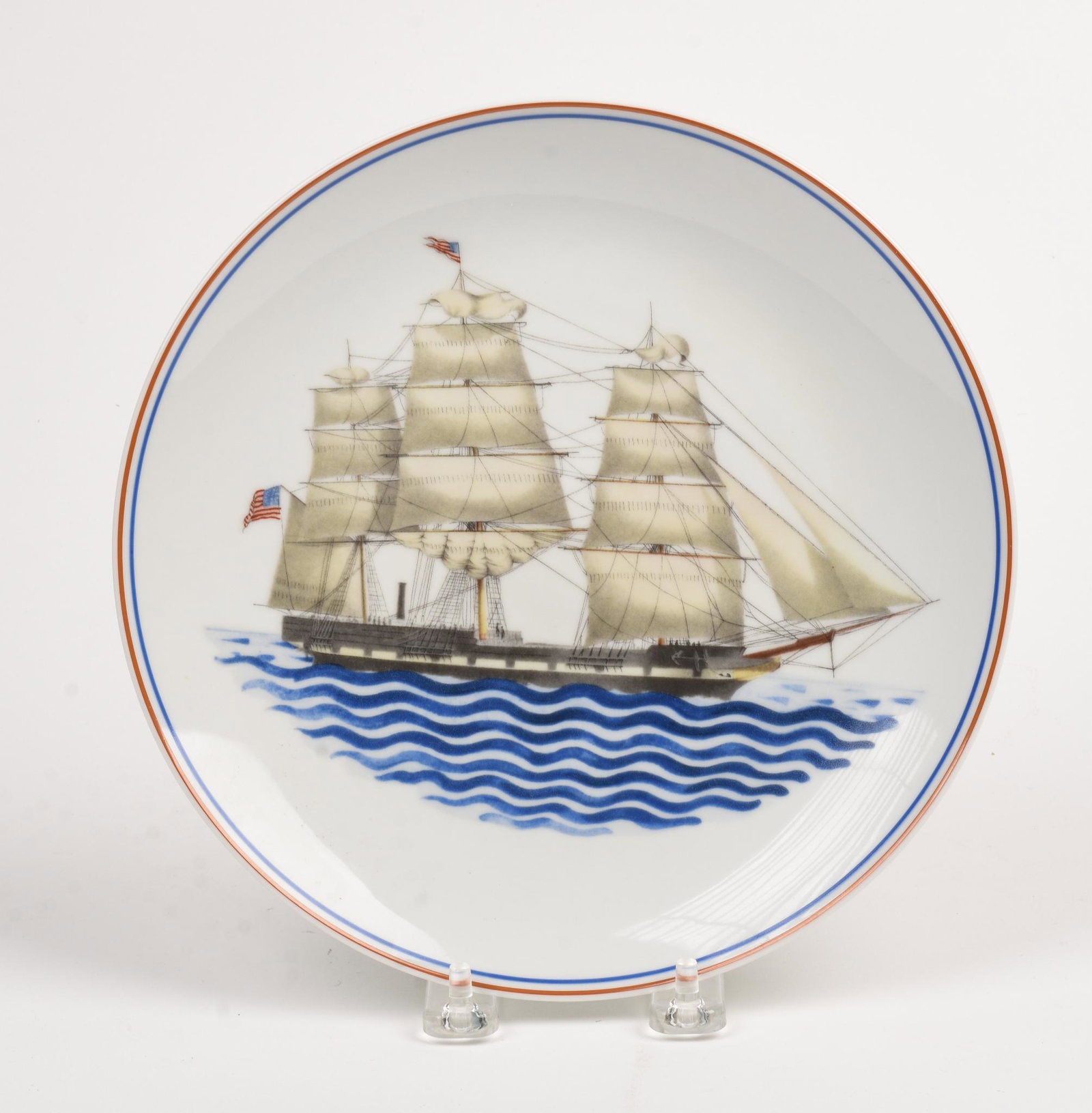 Mottahedeh American Frigate Chesapeak Plate.: Diameter 9 inches.
