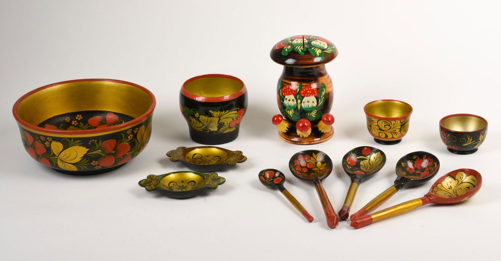 Collection of Russian Painted Wood Items. (1 of 3)