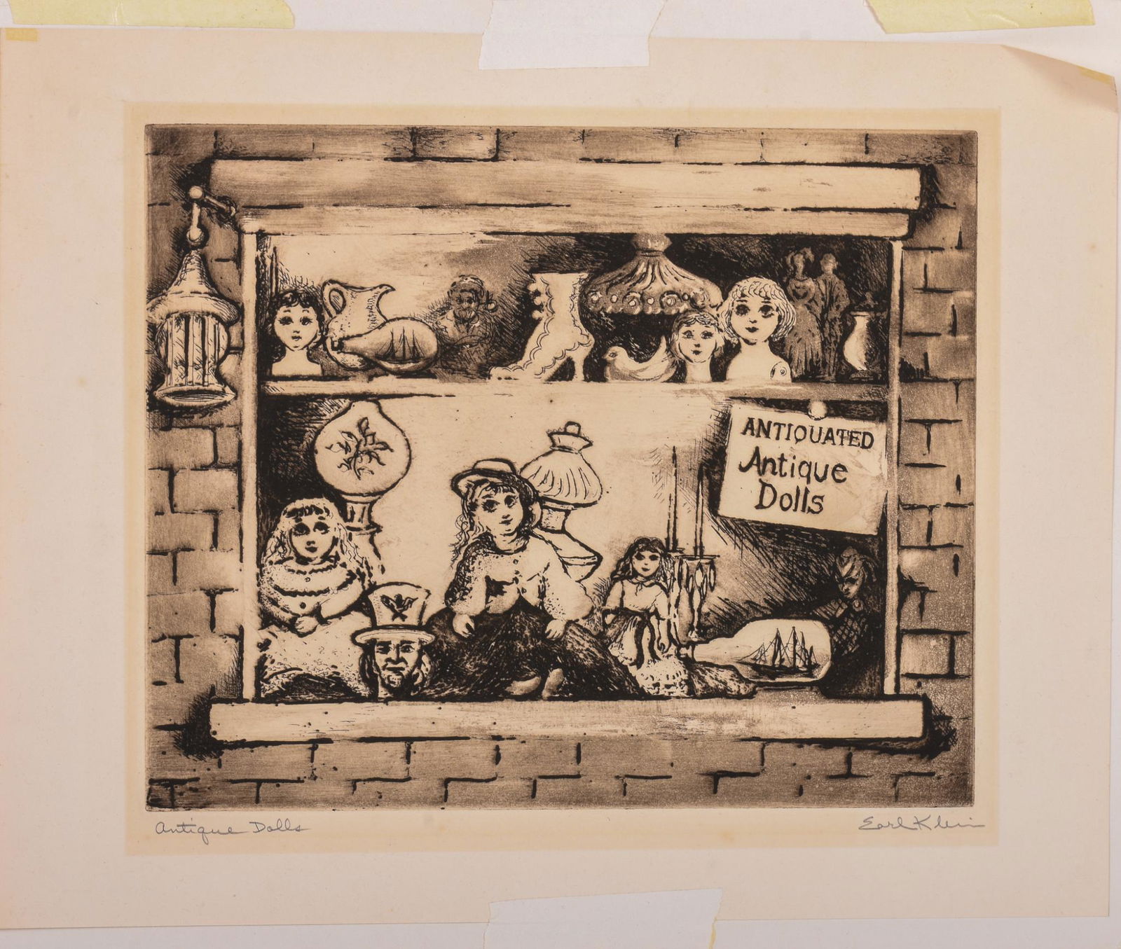 Earl Klein. Antique Dolls Etching. (1 of 2)