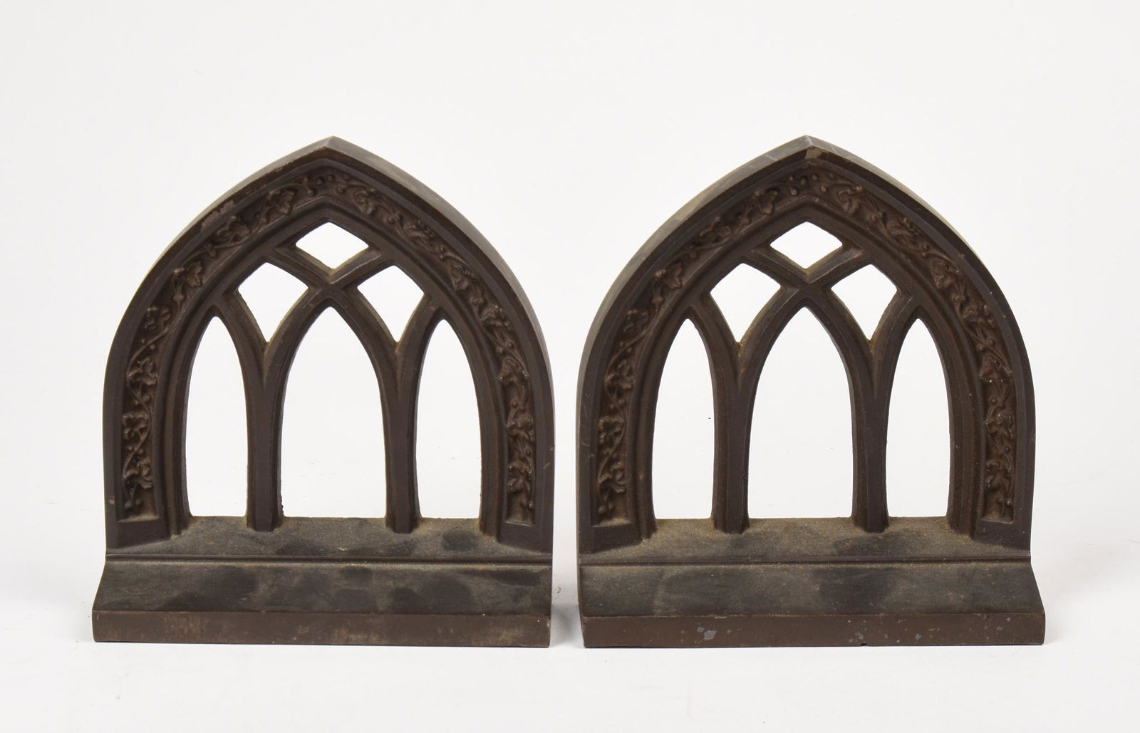Pair of Bronze Gothic Arch Bookends. (1 of 2)