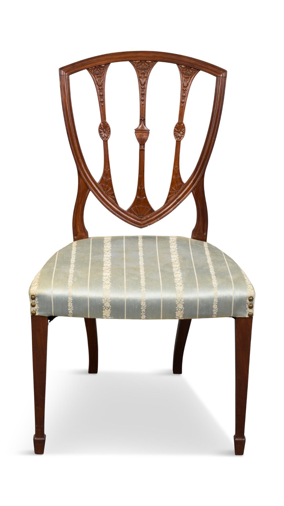 Federal Style Mahogany Shield Back Side Chair.: Possibly Salem, seat height 16 inches.