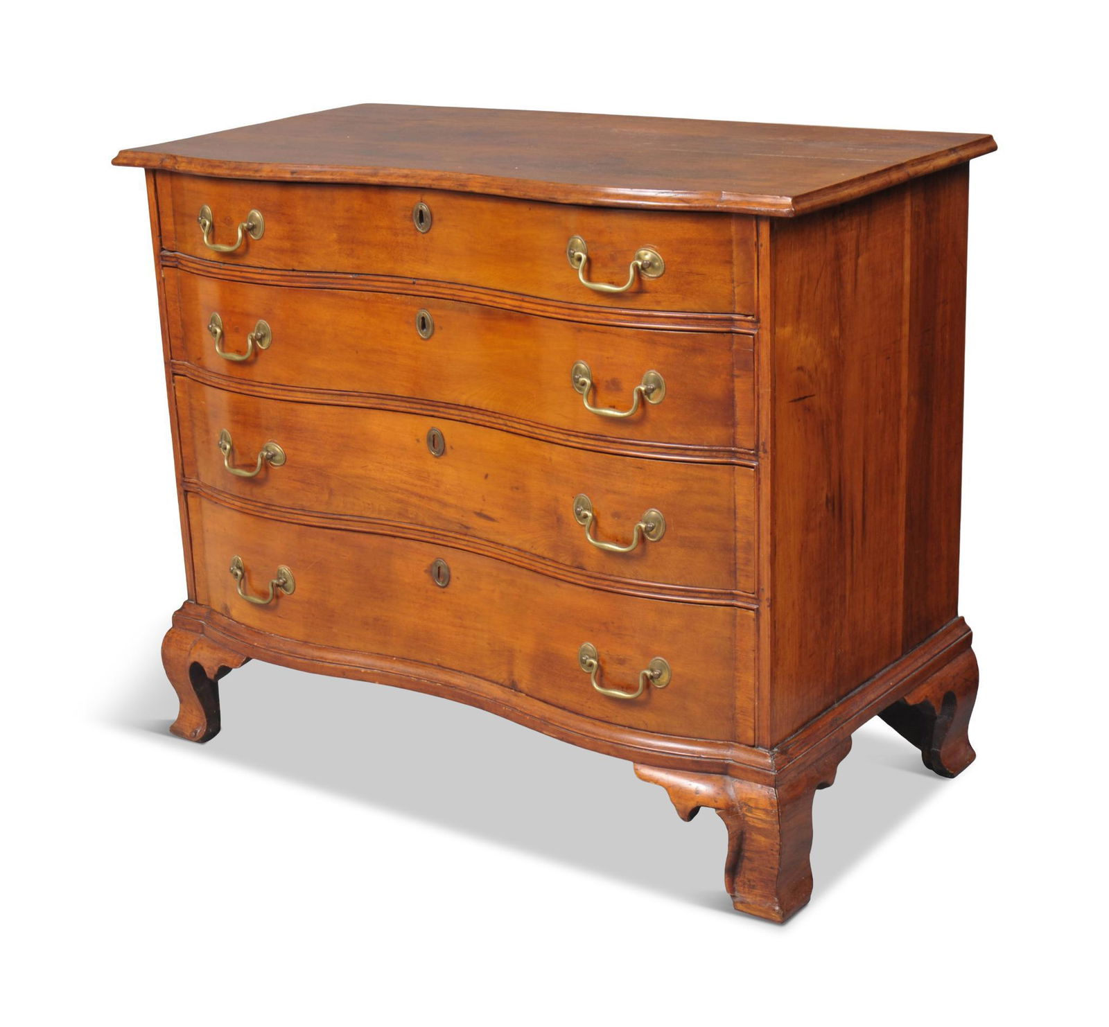 New England Chippendale Cherry Ox Bow Chest of Drawers. (1 of 4)