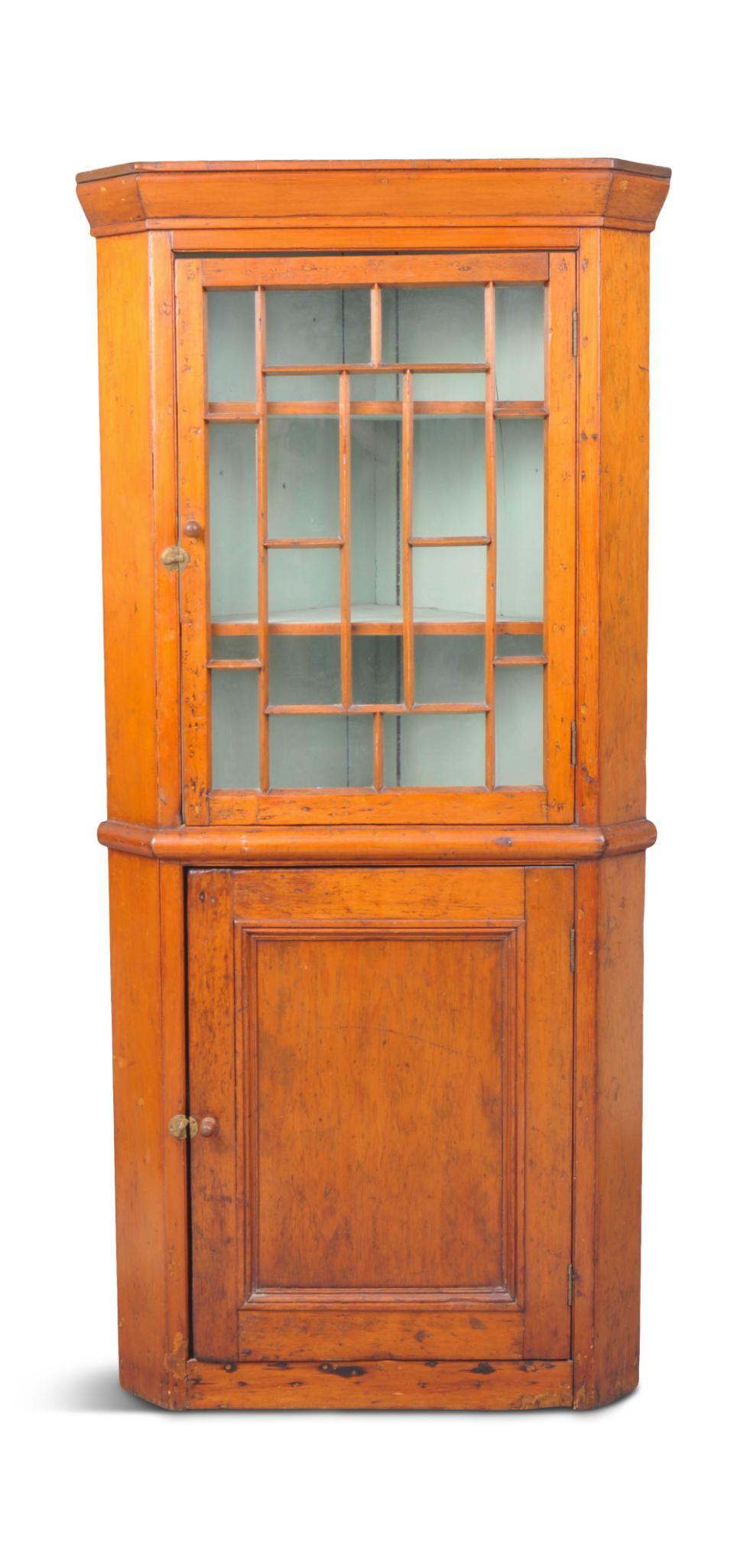 American Federal Pine Corner Cupboard. (1 of 3)
